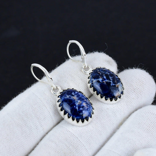 Blue Sodalite Gemstone Earrings