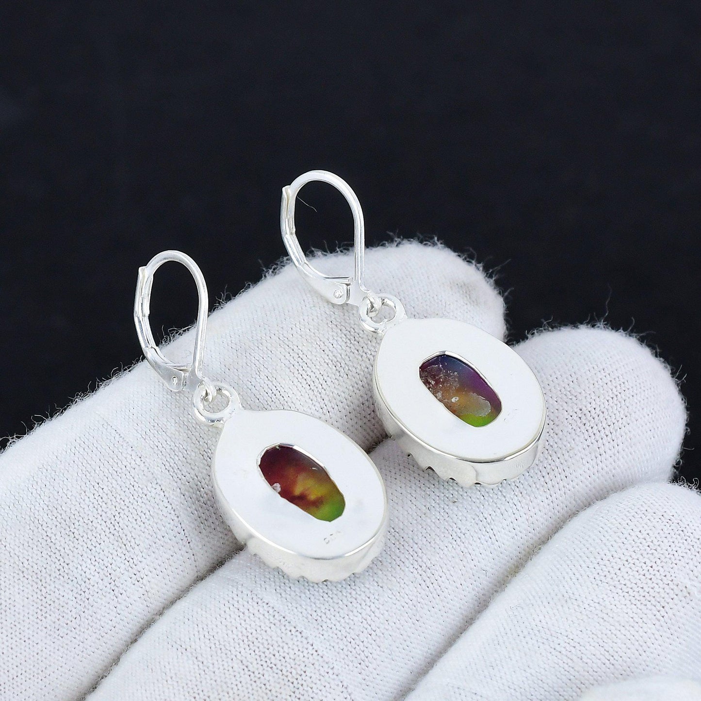 Rainbow Ammolite Gemstone Earrings
