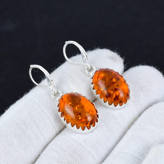 Amber Gemstone Dangle Earrings