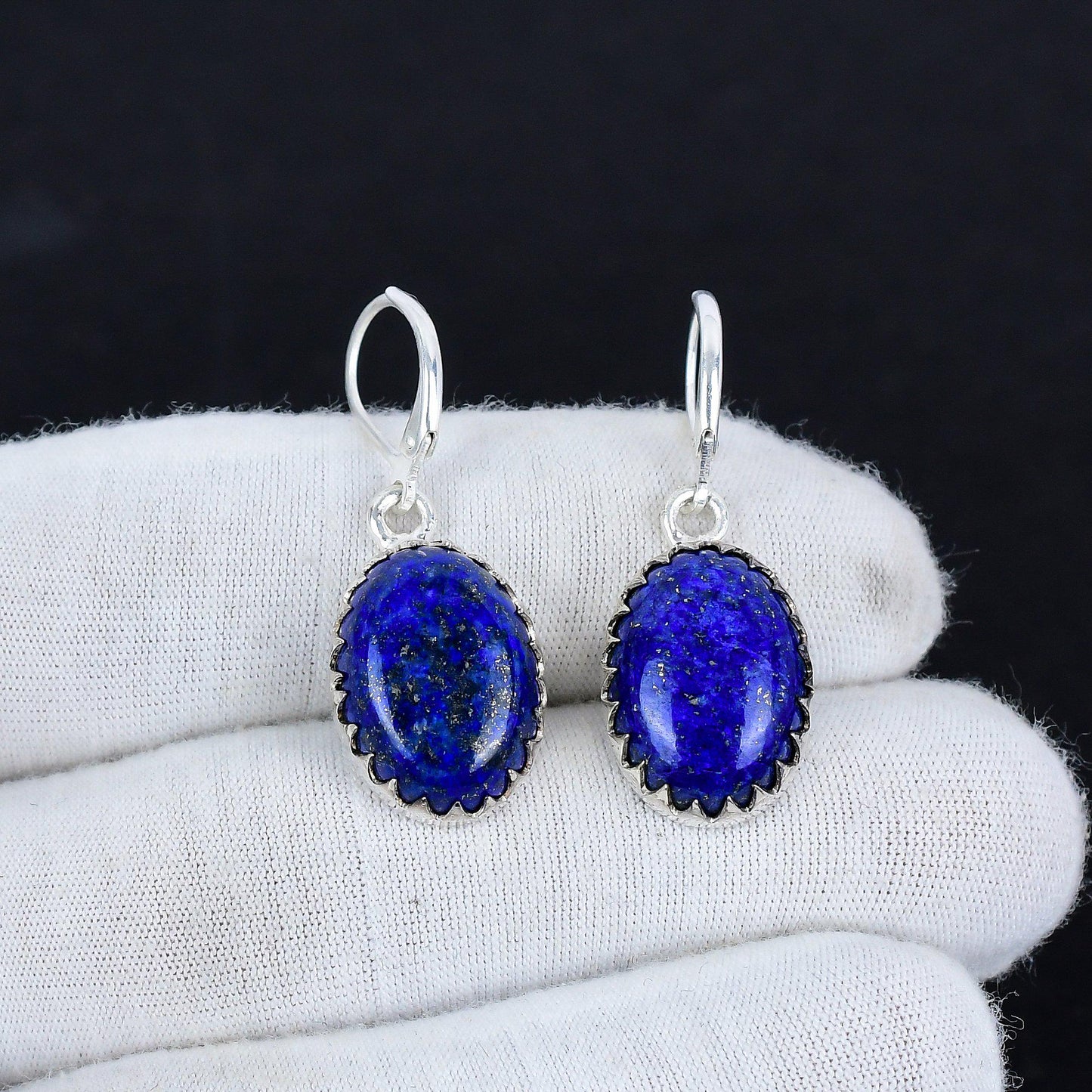 Blue Lapis Lazuli Gemstone Earrings