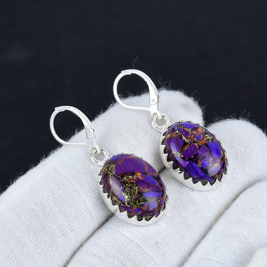 Purple Spiny Turquoise Gemstone Earrings