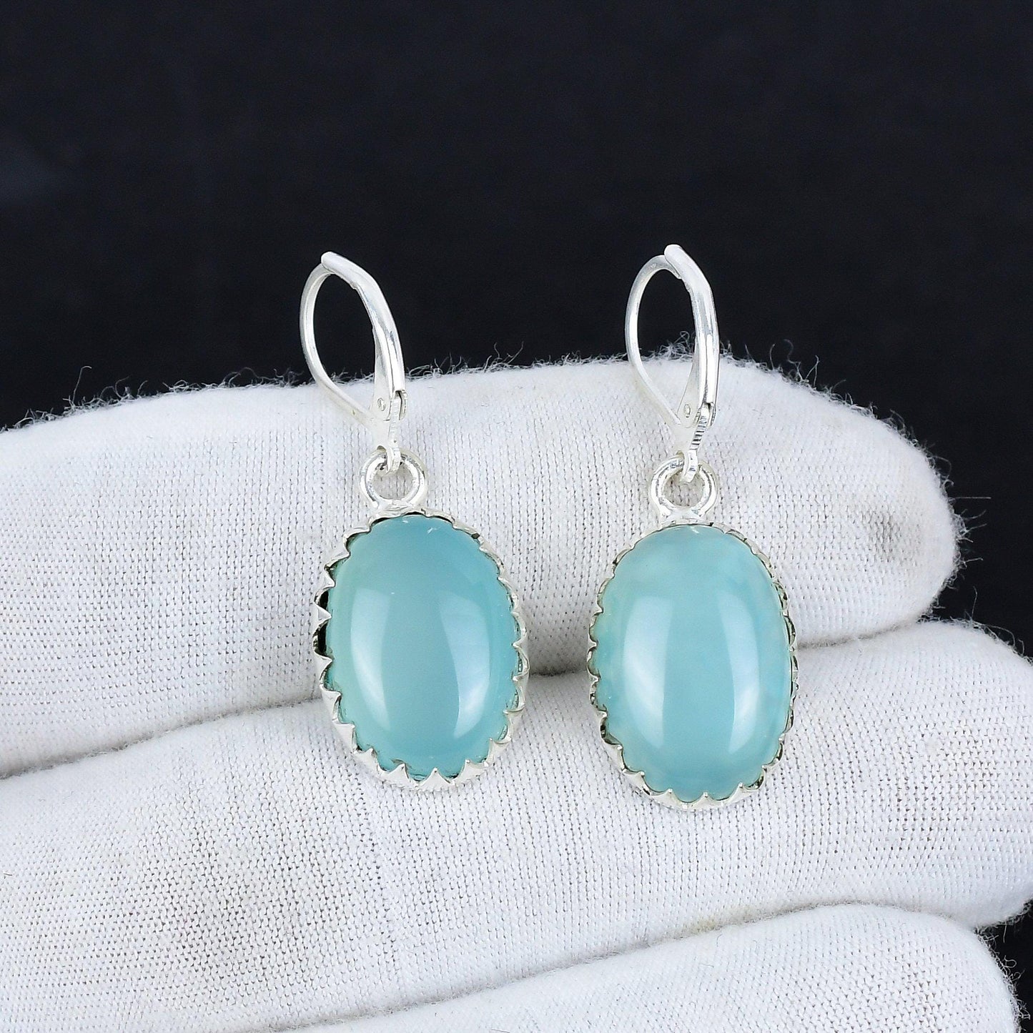 Green Onyx Gemstone Dangle Earrings