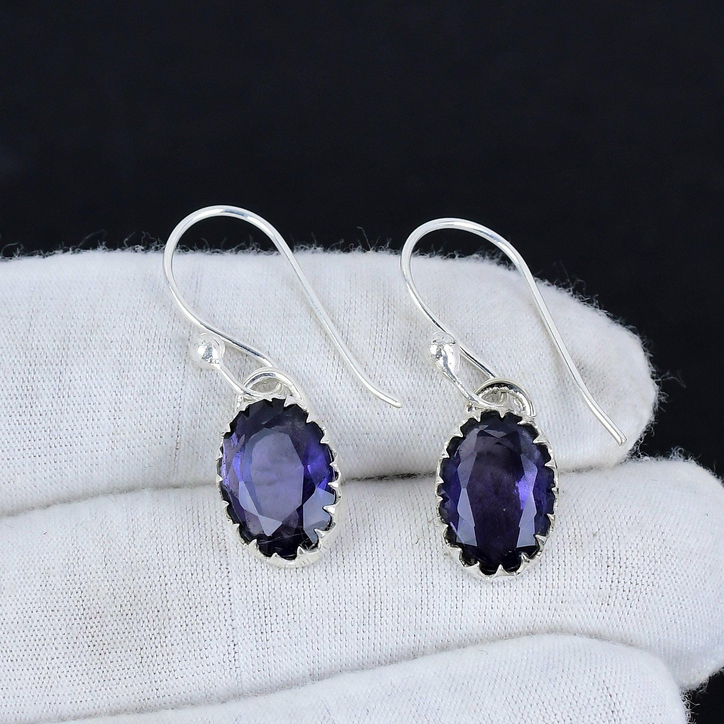Purple Amethyst Gemstone Dangle Earrings