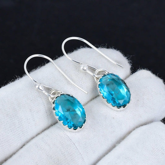 Swiss Blue Topaz Gemstone Earrings