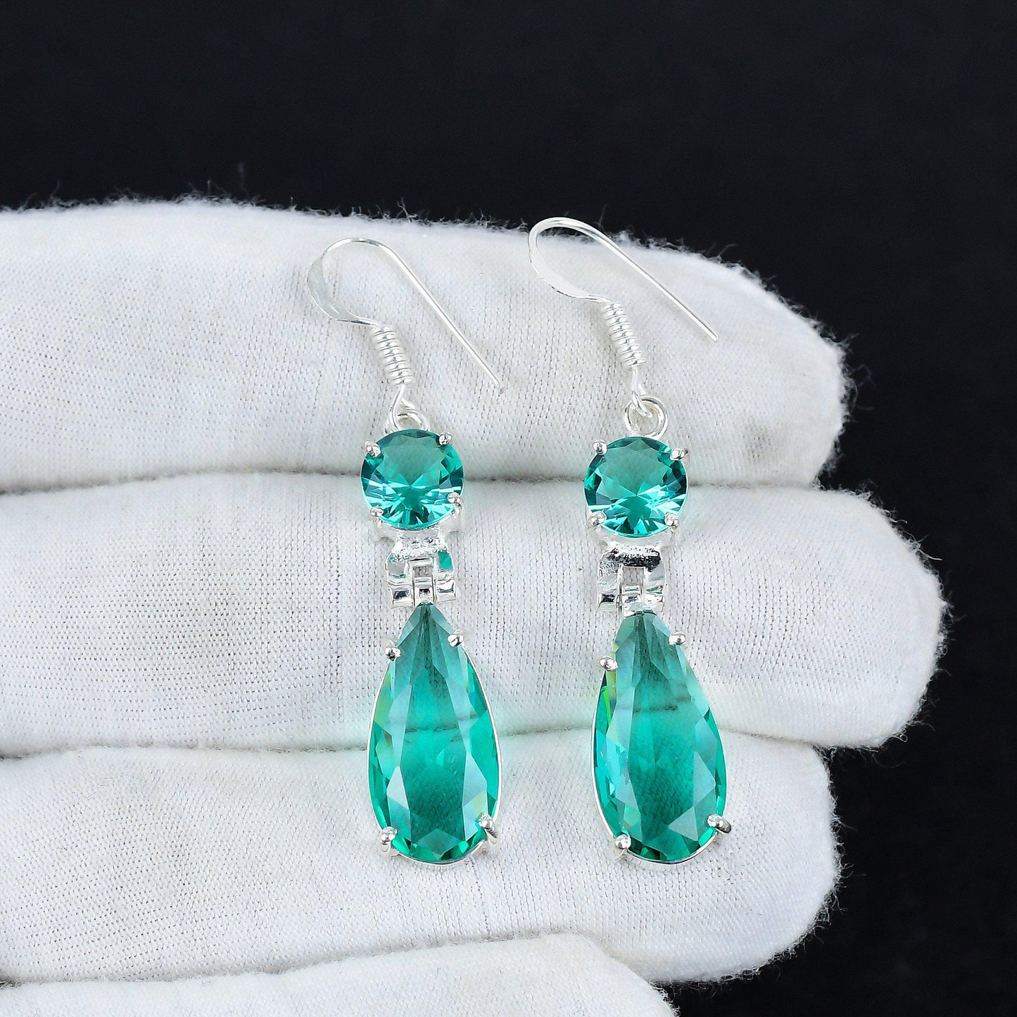 Green Apatite Gemstone Earrings