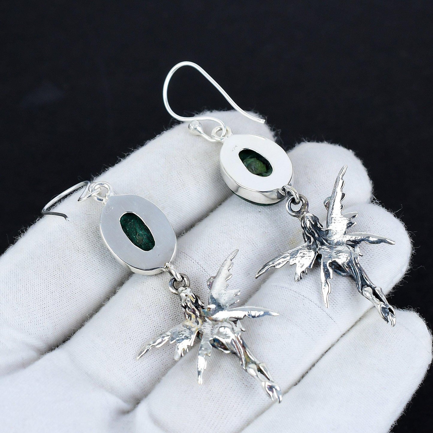 Green Malachite Gemstone Earrings
