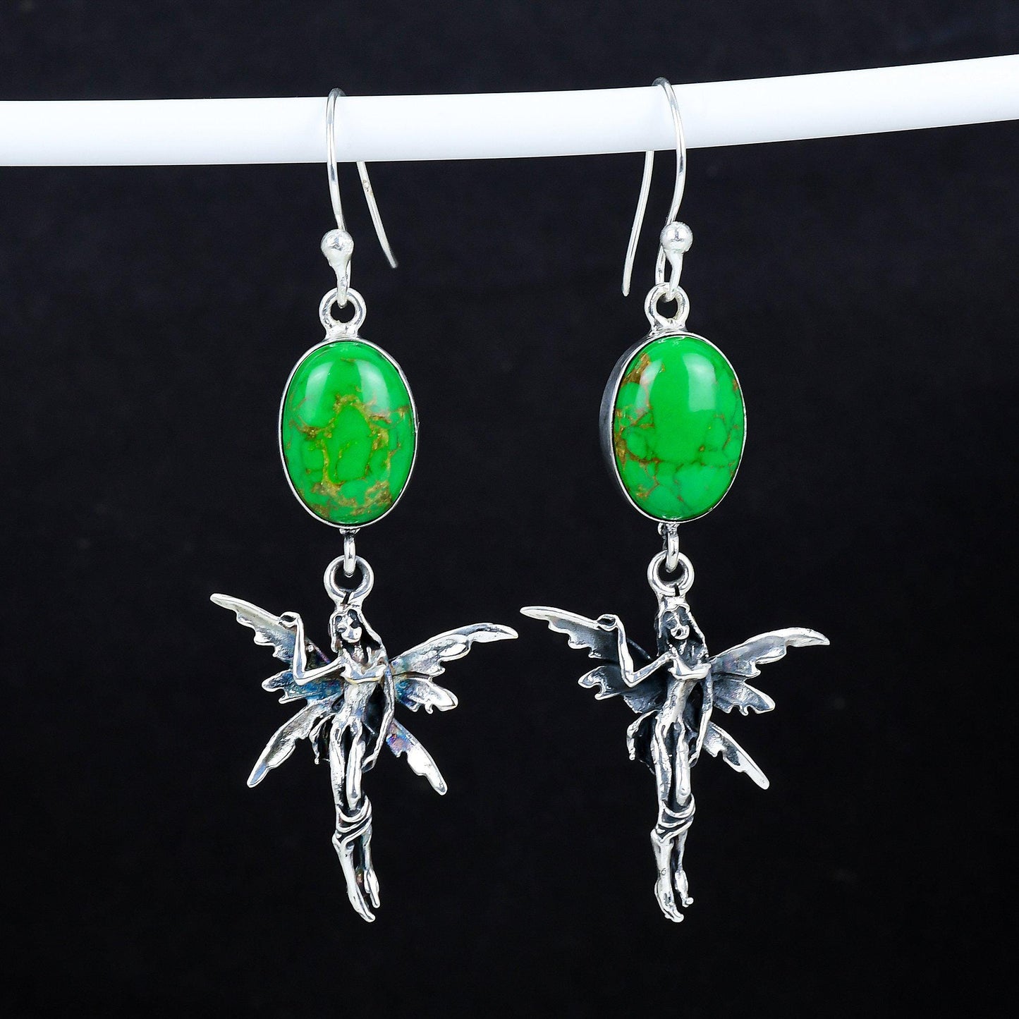 Green Copper Turquoise Gemstone Earrings