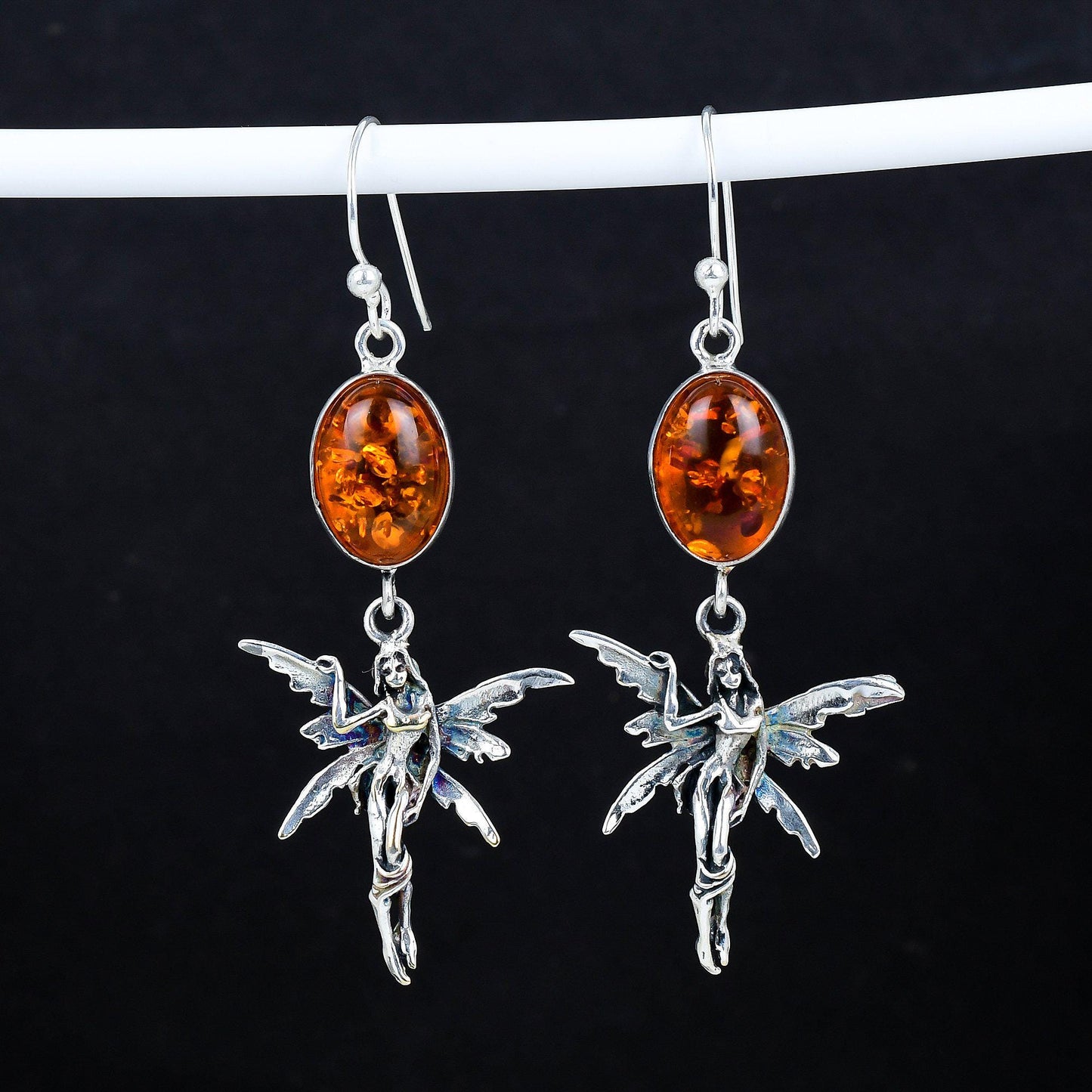 Amber Gemstone Hook Earrings