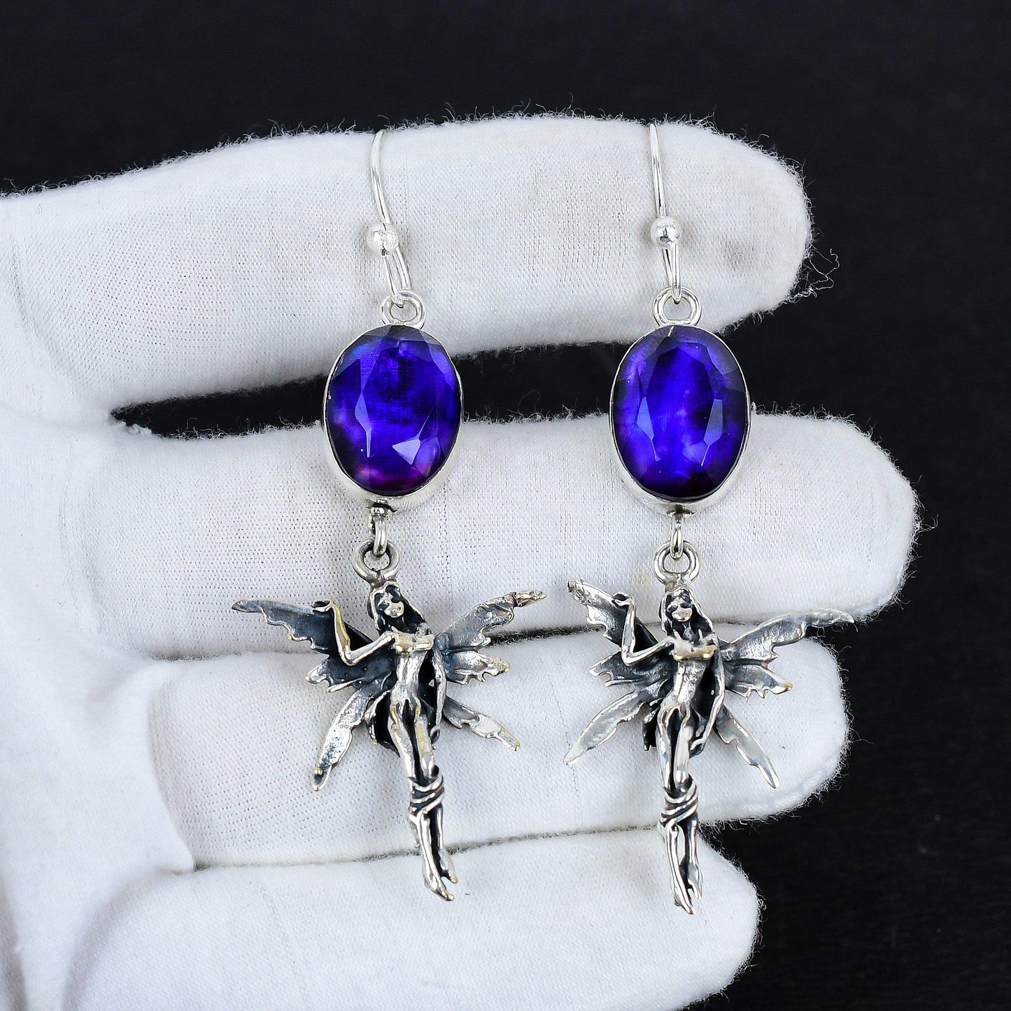 Blue Ammolite Gemstone Earrings
