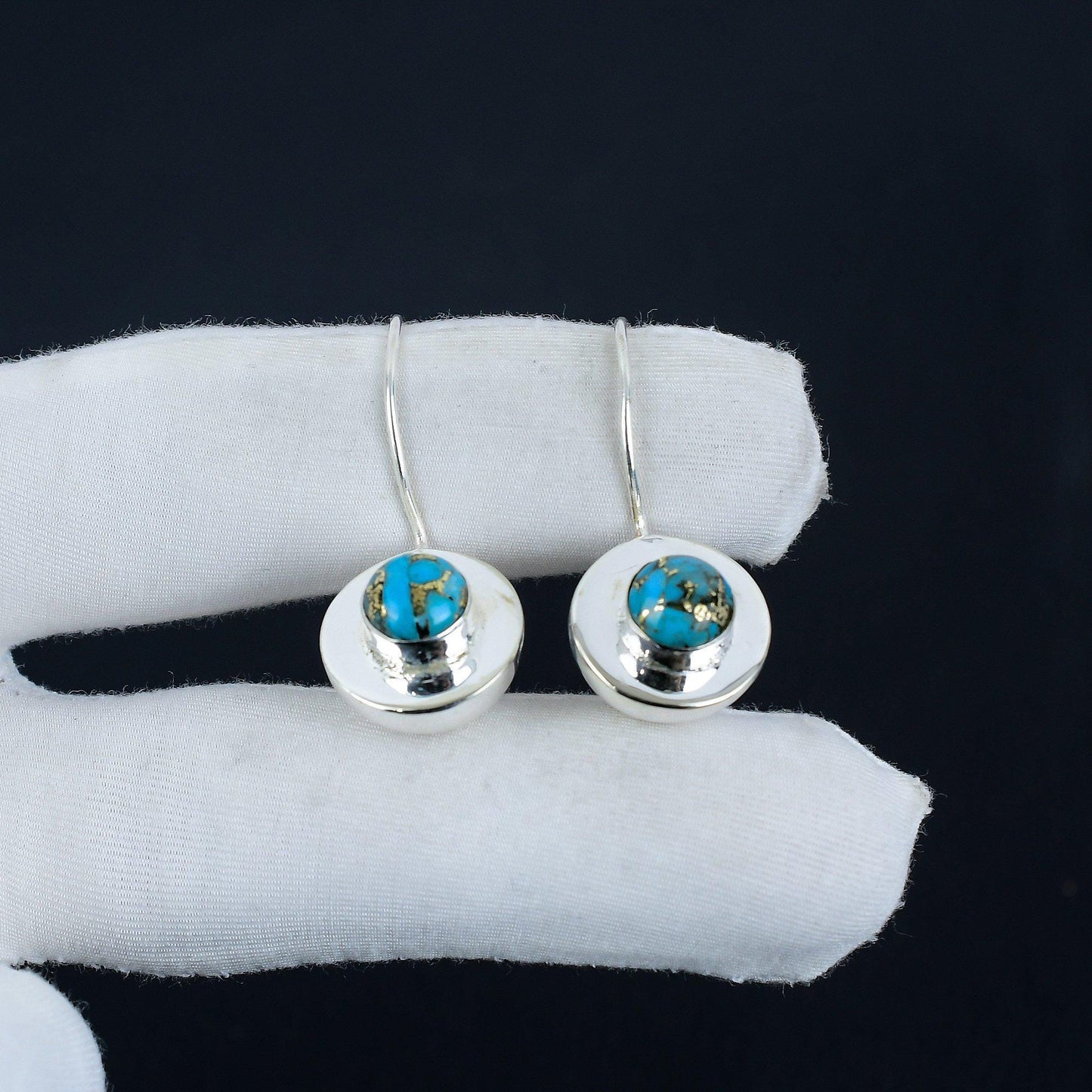 Copper Turquoise Gemstone Dangle Earrings