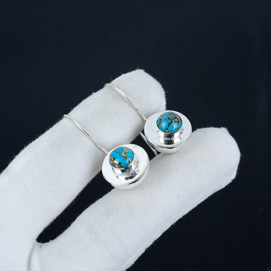 Copper Turquoise Gemstone Dangle Earrings