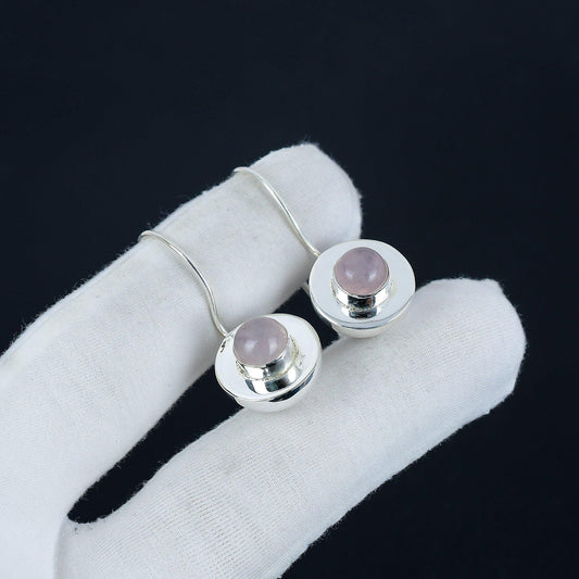 Pink Rose Quartz Gemstone Earrings