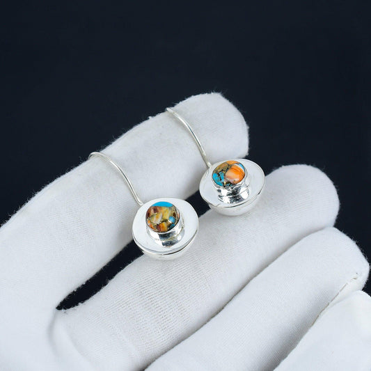 Orange Spiny Turquoise Gemstone Earrings
