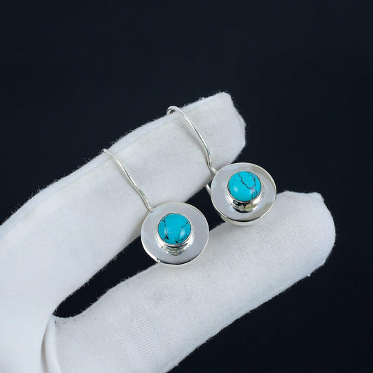 Turquoise Gemstone Silver Dangle Earrings