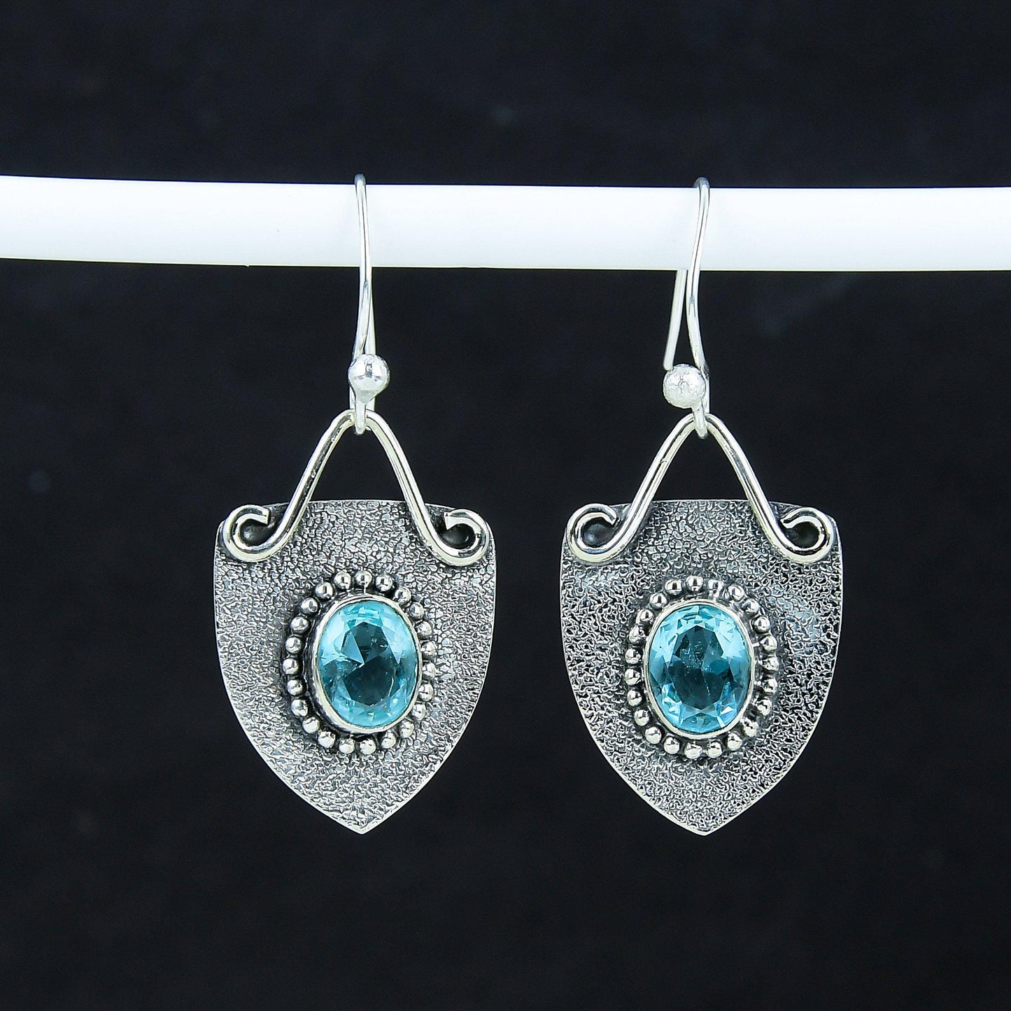 Blue Swiss Topaz Gemstone Earrings
