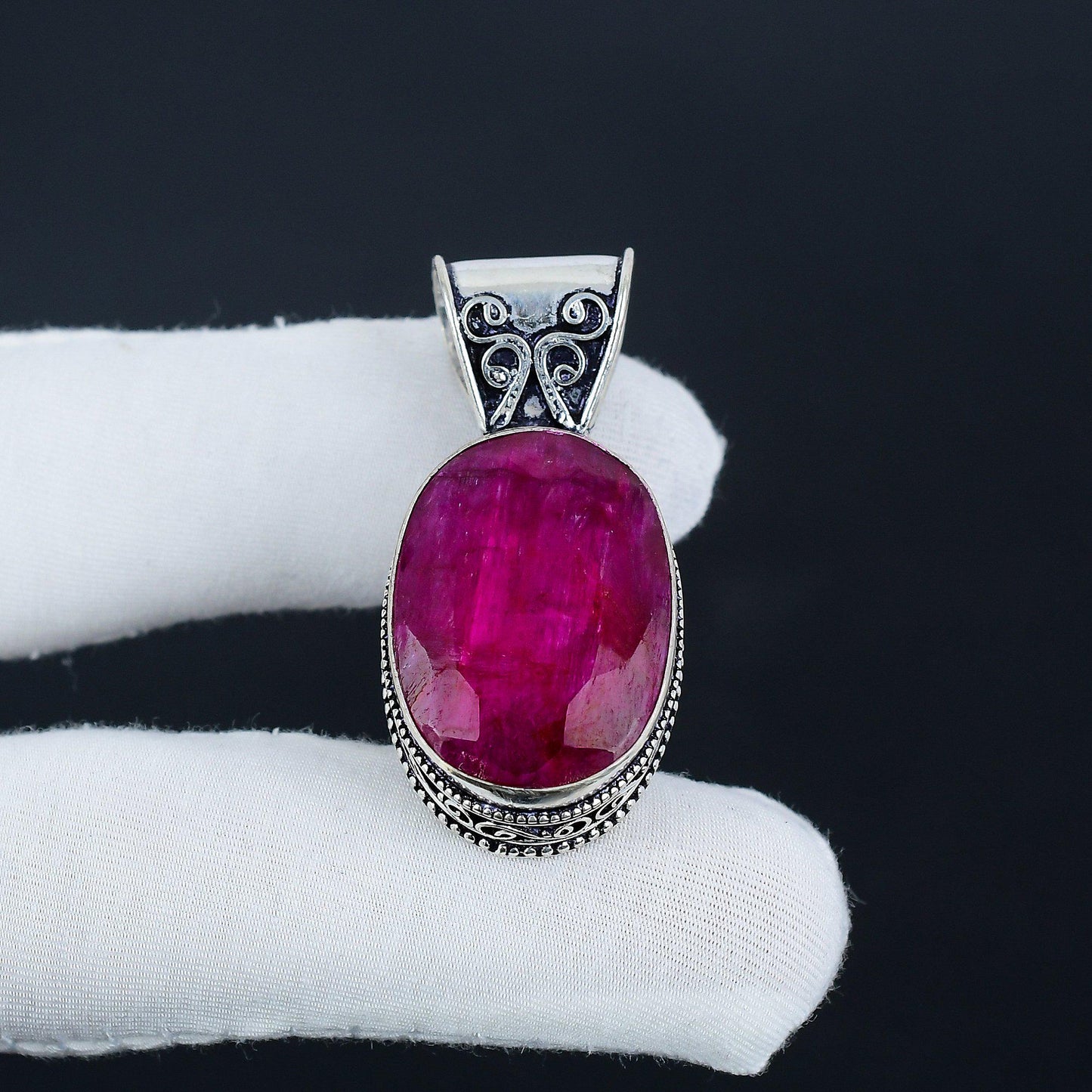 Kashmir Red Ruby Gemstone Pendant