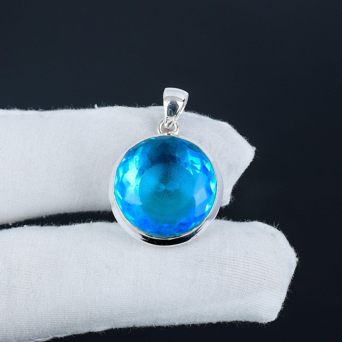 Swiss Blue Topaz Gemstone Pendant