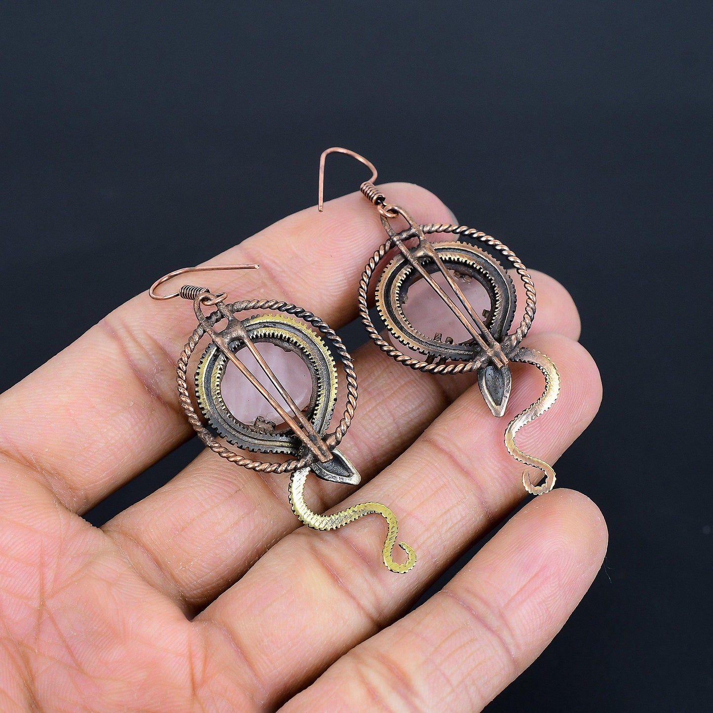 Pink Rose Quartz Gemstone Earrings