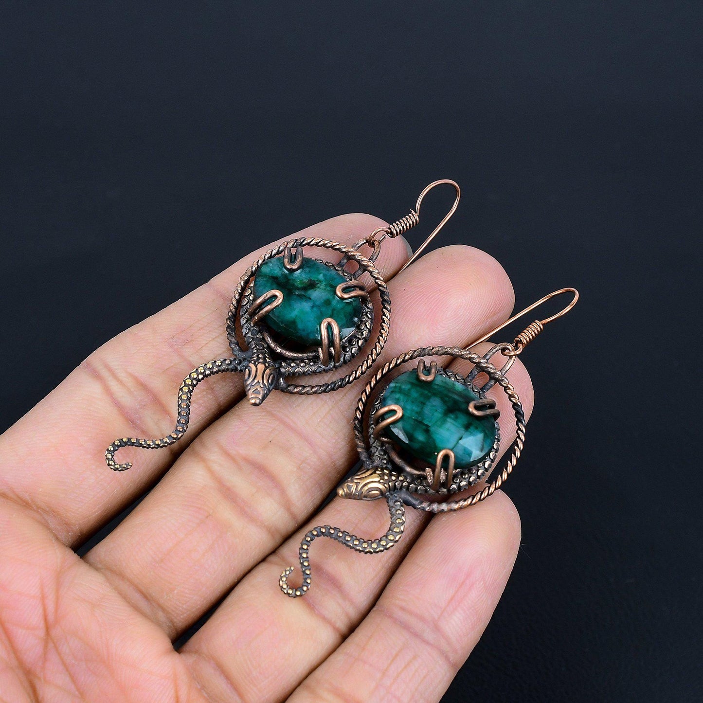 Green Emerald Gemstone Earrings