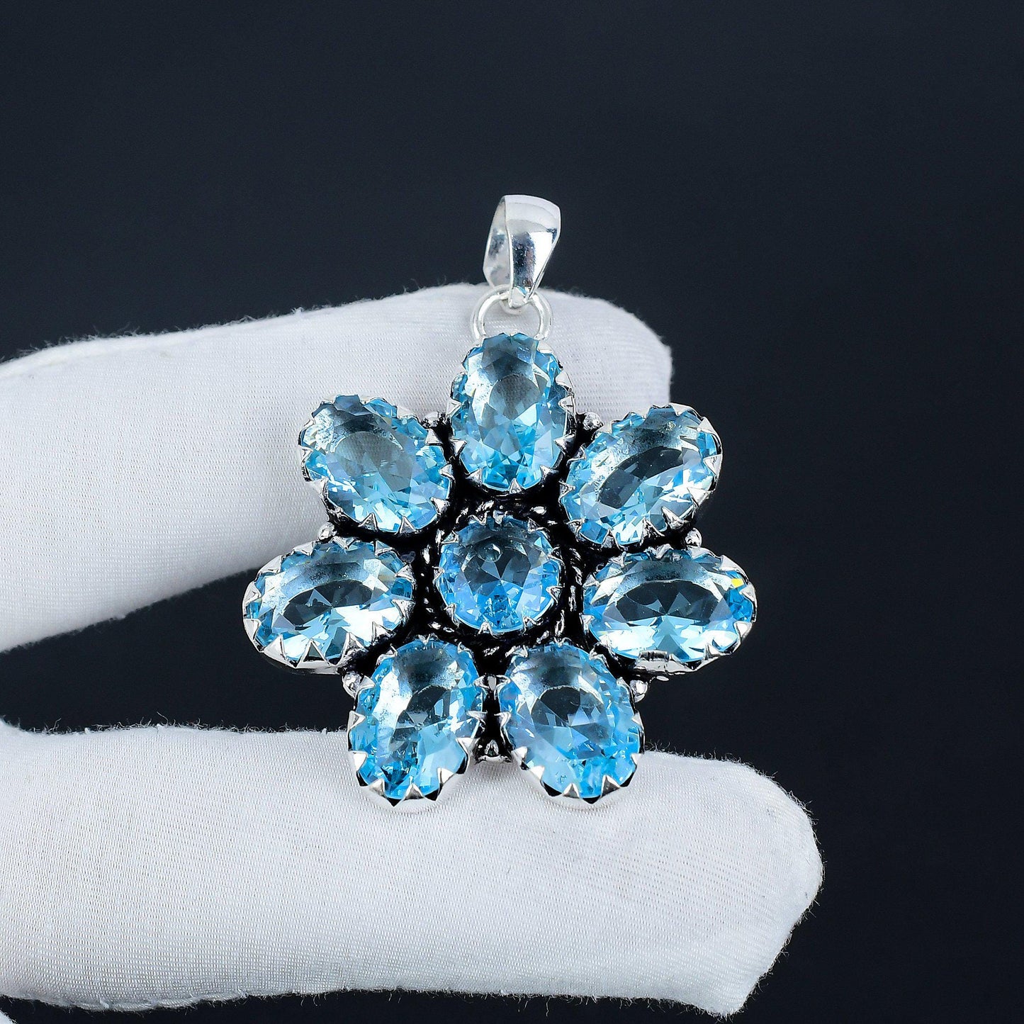 Swiss Blue Topaz Gemstone Pendant