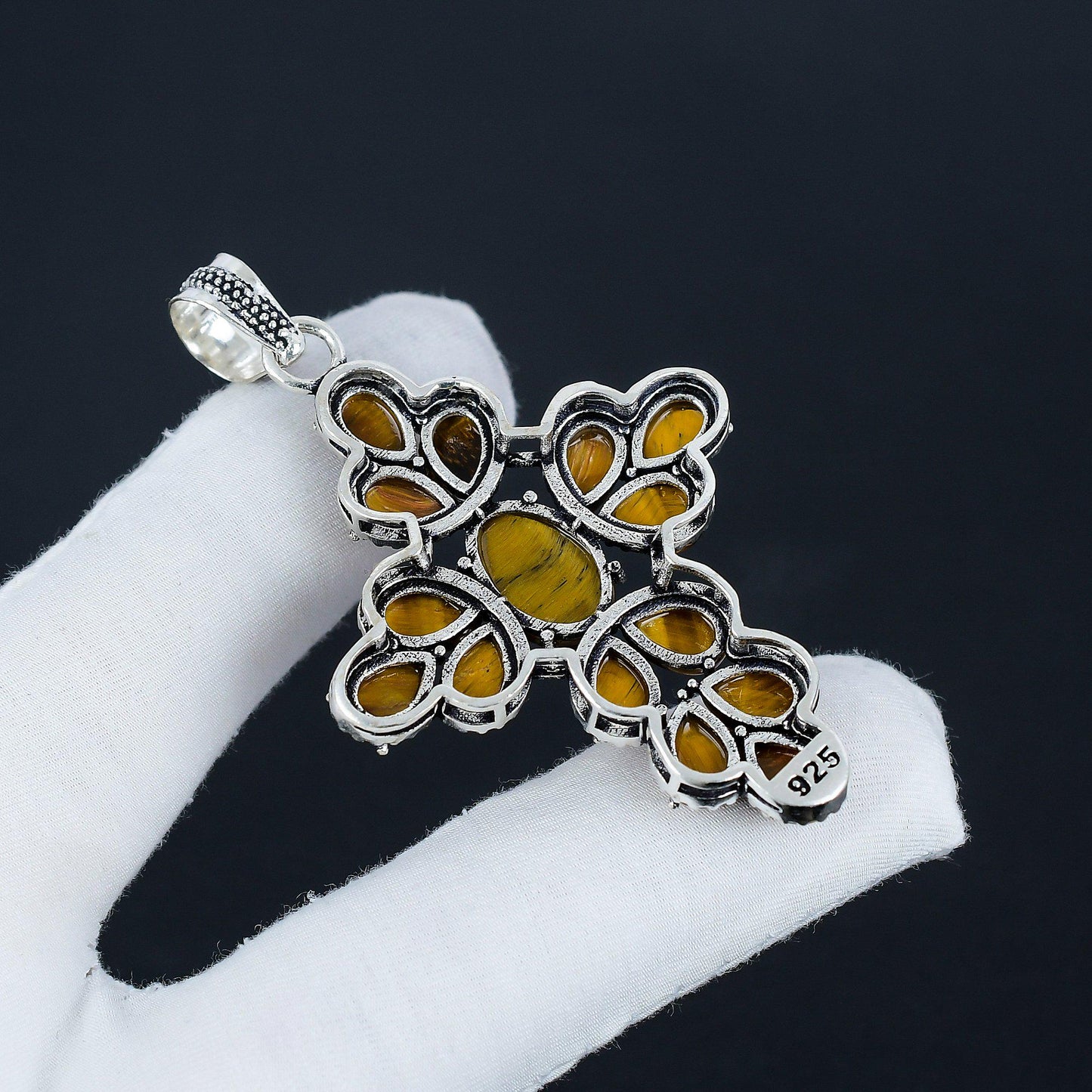 Brown Tiger Eye Cross Pendant
