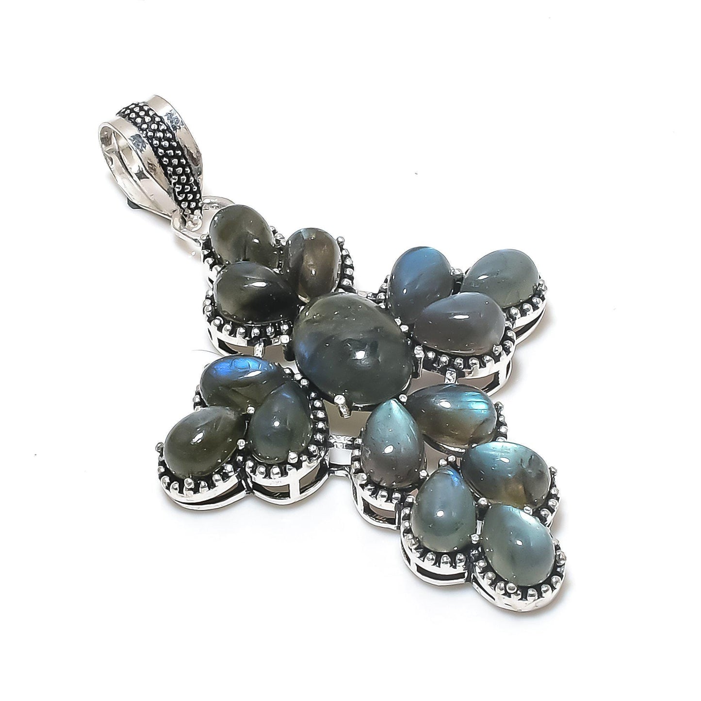 Grey Labradorite Cross Pendant