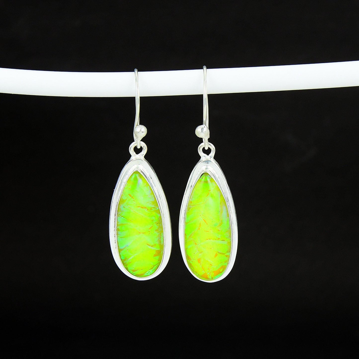 Yellow Australian Triplet Opal Sterling Silver Earrings