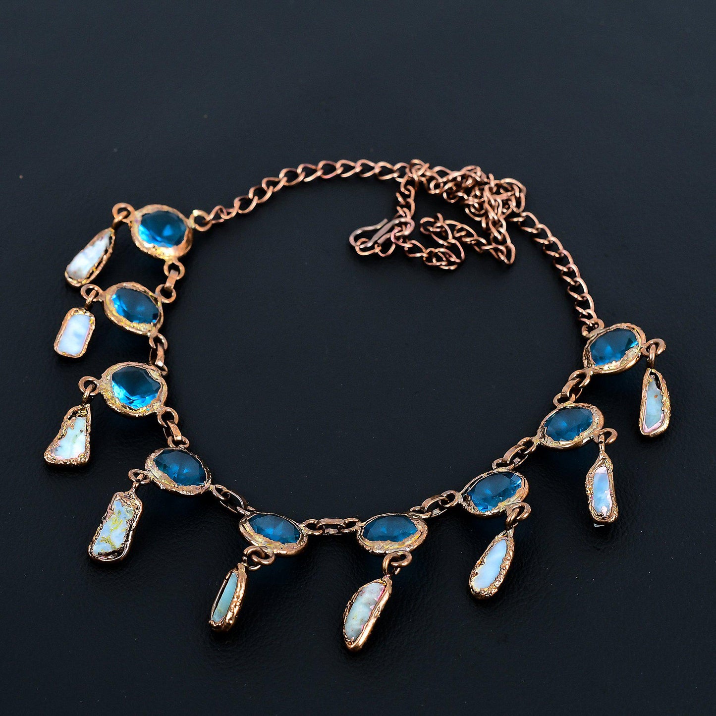 Blue Topaz & Larimar Gemstone Necklace