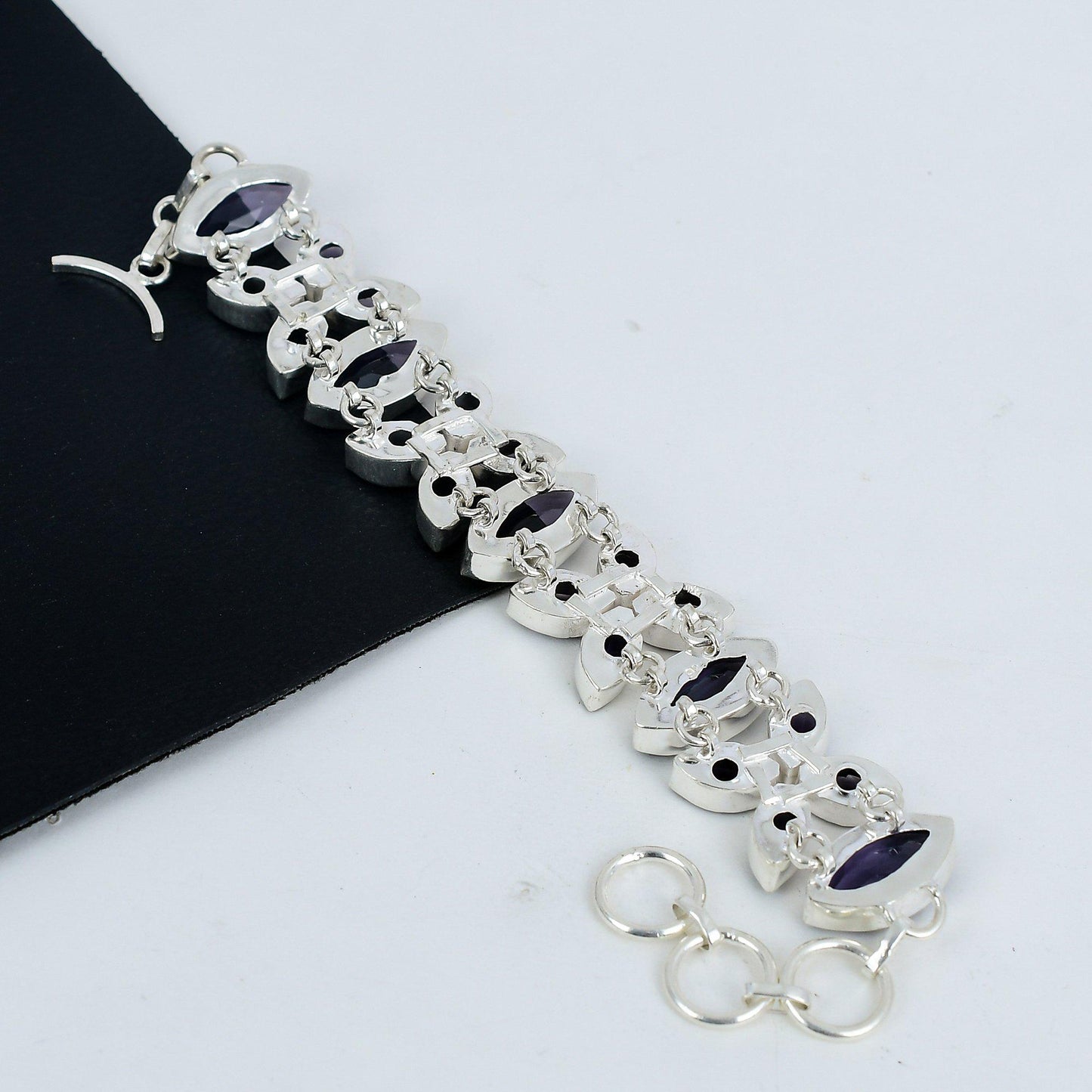Purple Amethyst Gemstone Sterling Silver Bracelet