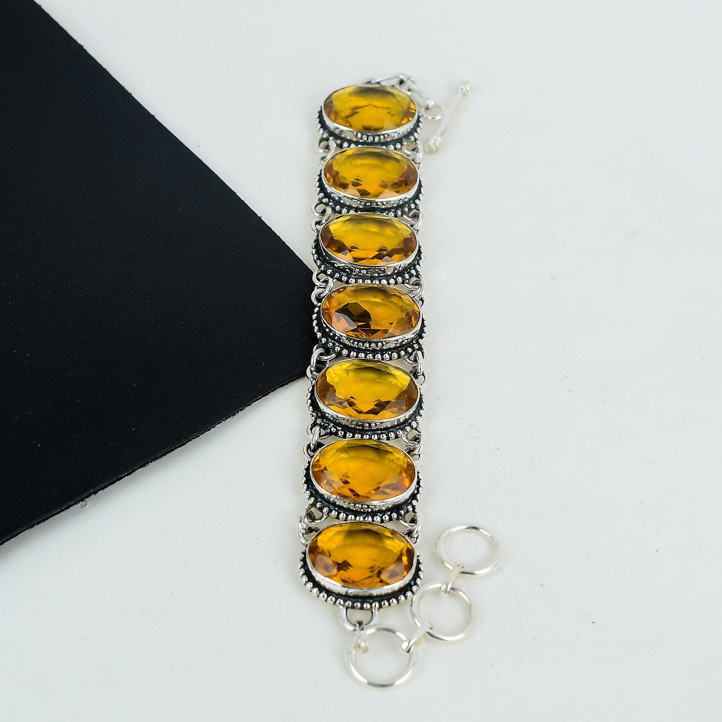 Yellow Citrine Sterling Silver Bracelet