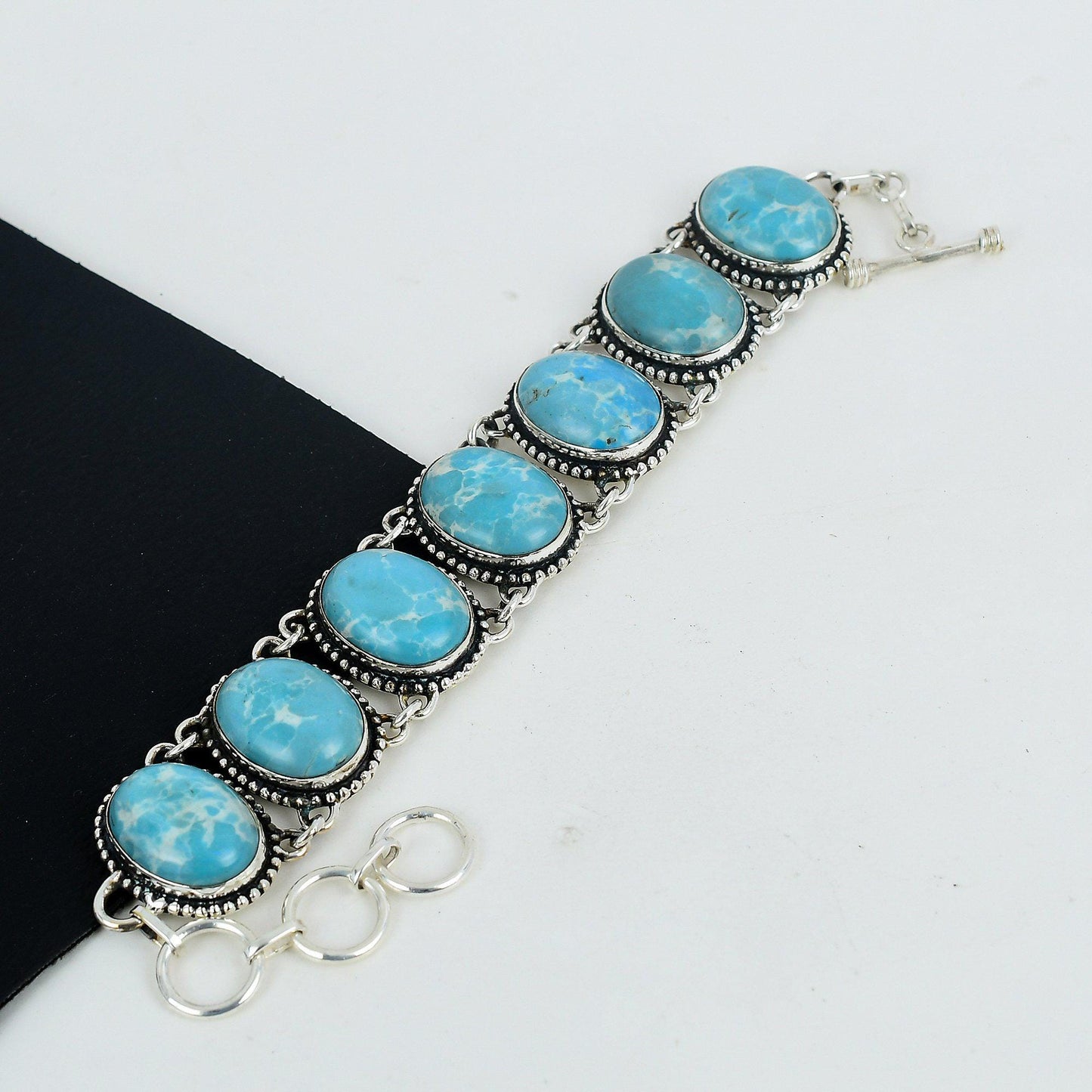 Blue Larimar Sterling Silver Bracelet