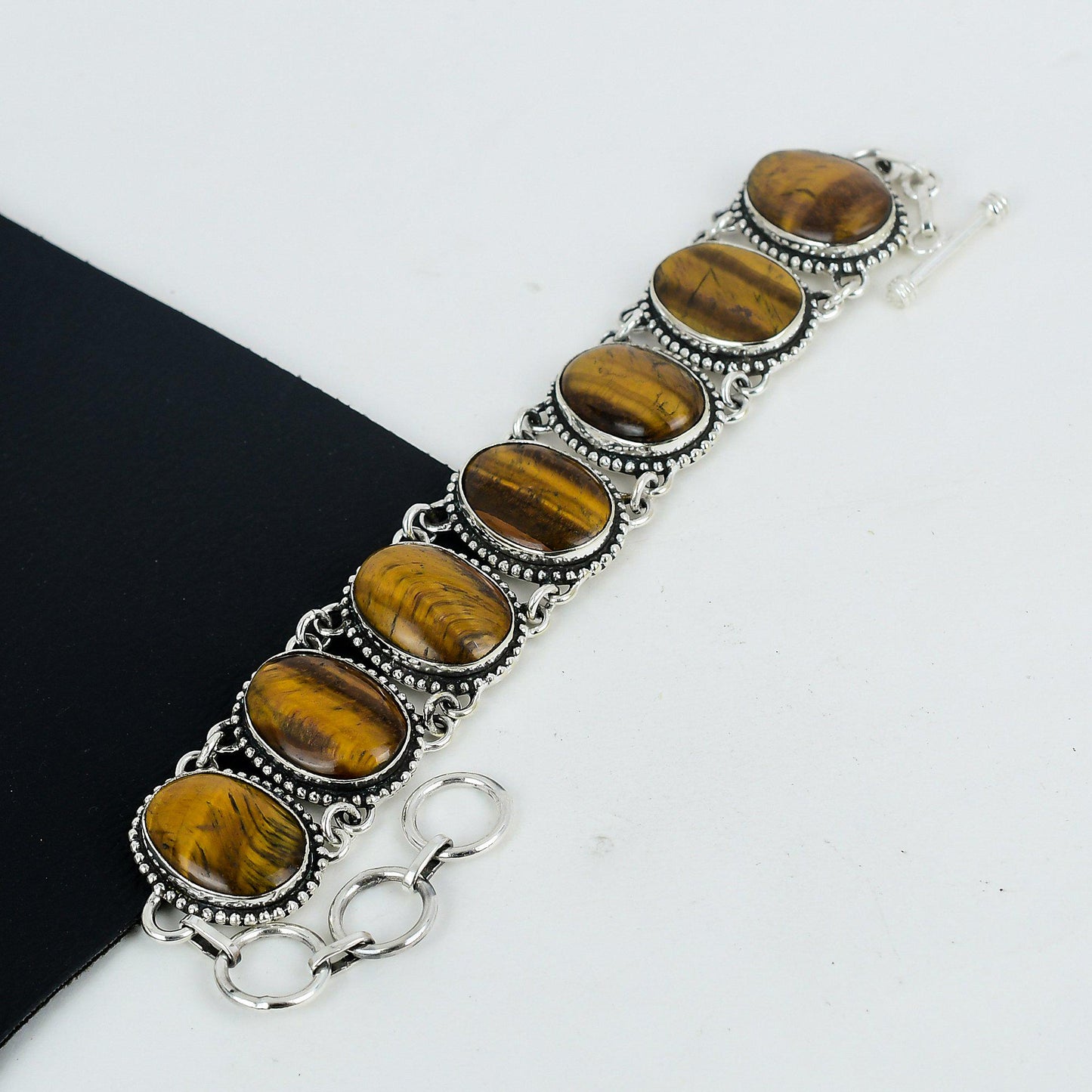 Brown Tiger Eye Sterling Silver Bracelet