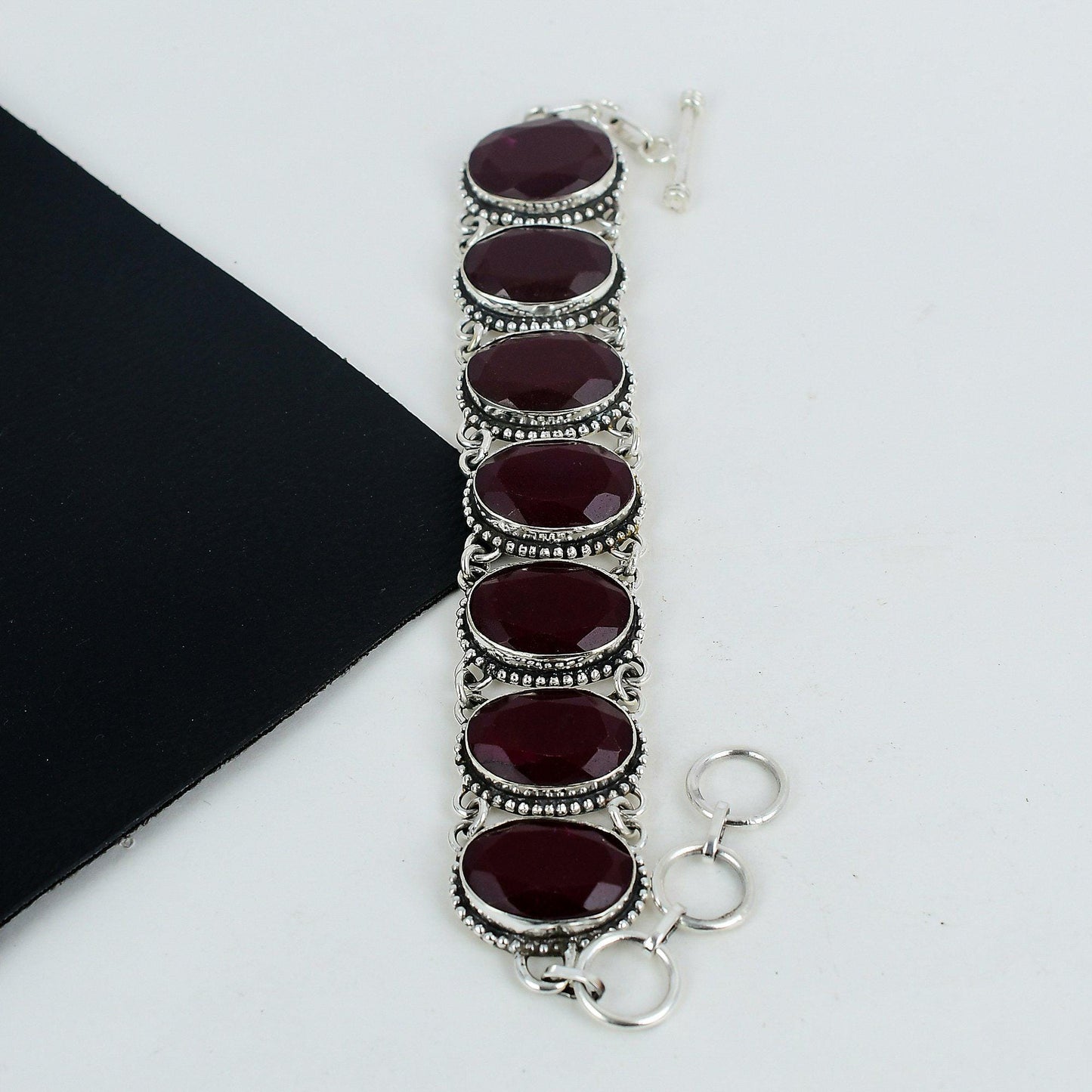 Handmade Red Ruby Sterling Silver Bracelet