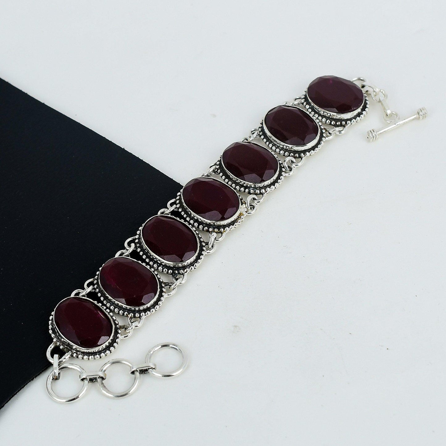 Handmade Red Ruby Sterling Silver Bracelet