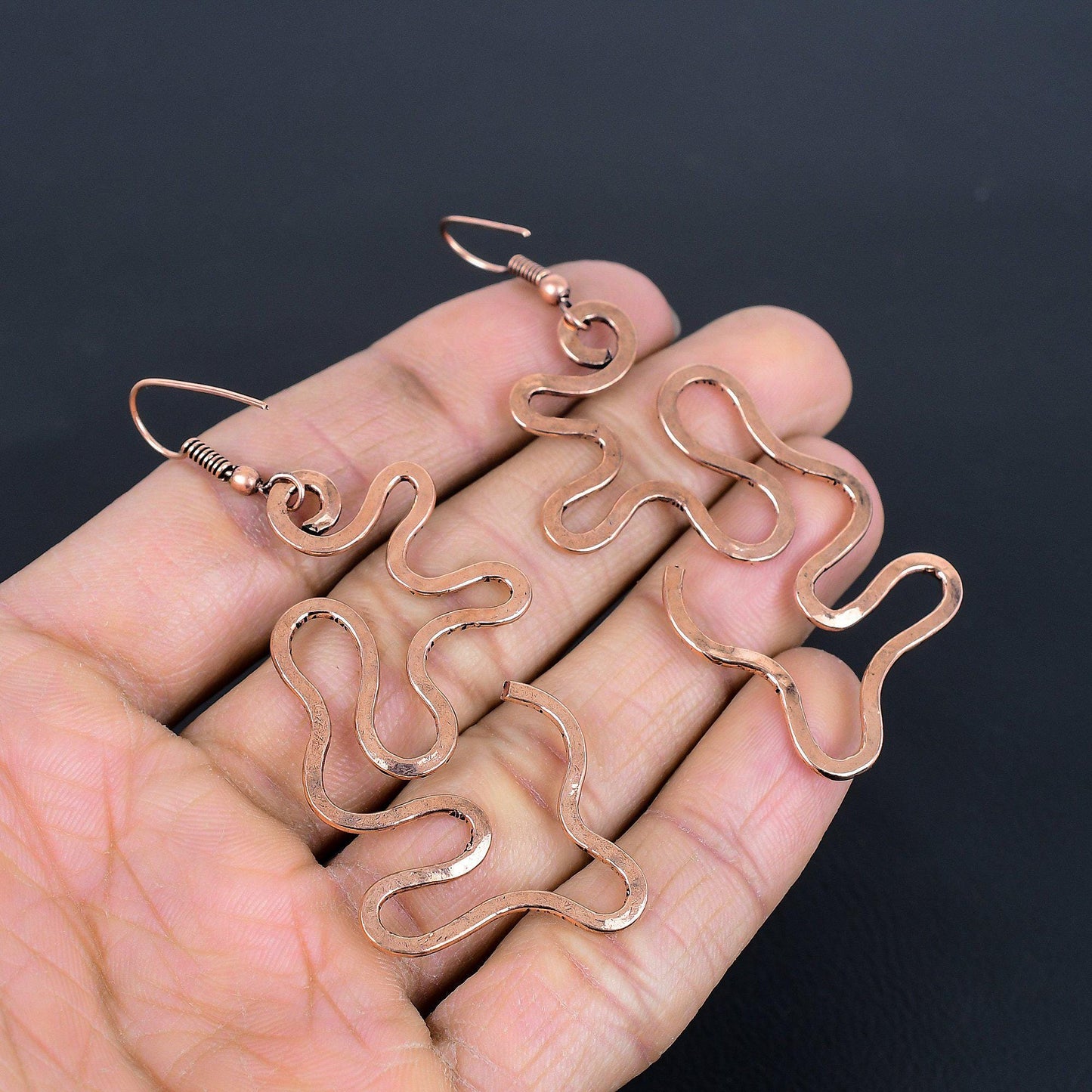 Copper Gemstone Dangle Earrings