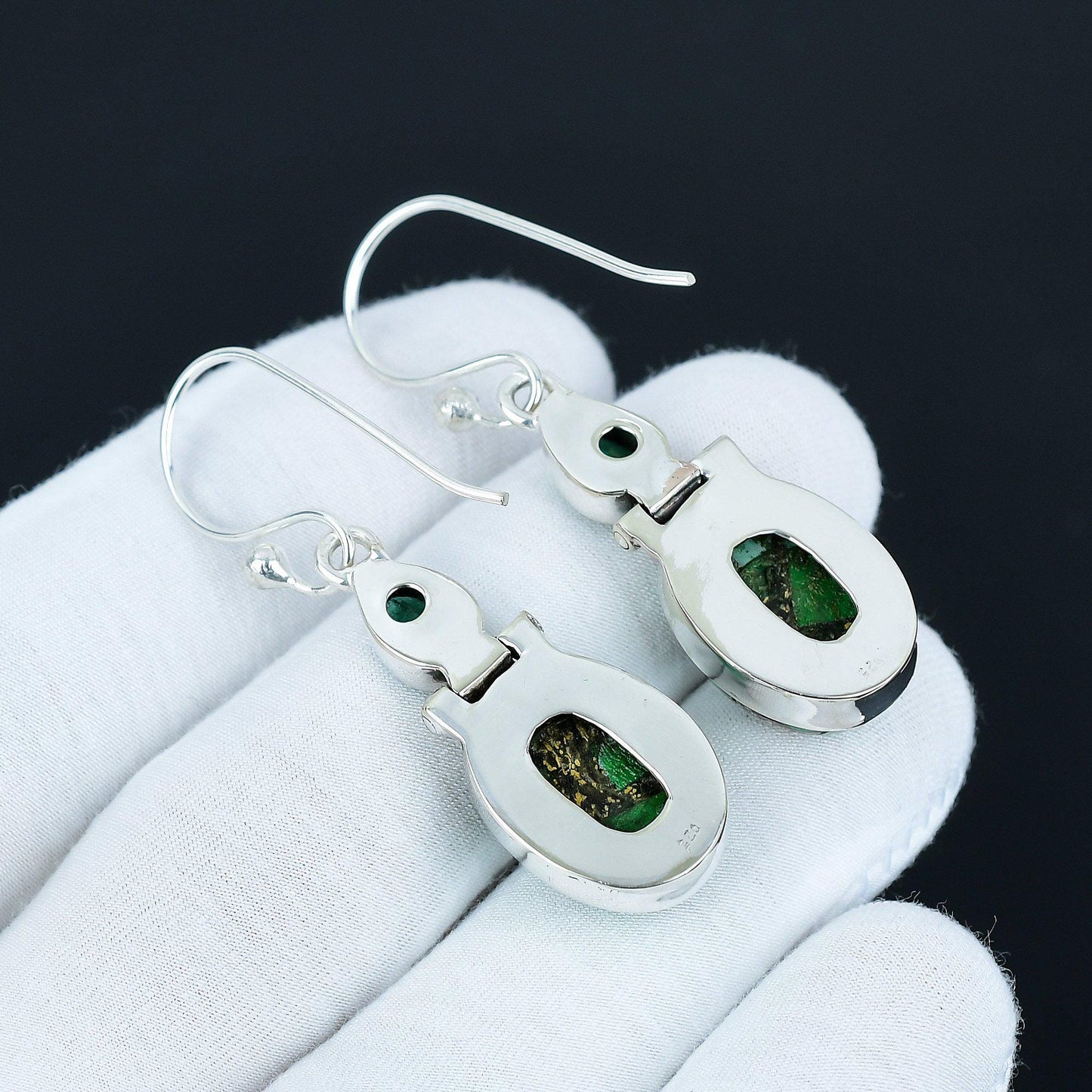 Green Turquoise & Apatite Sterling Silver Drop Earrings