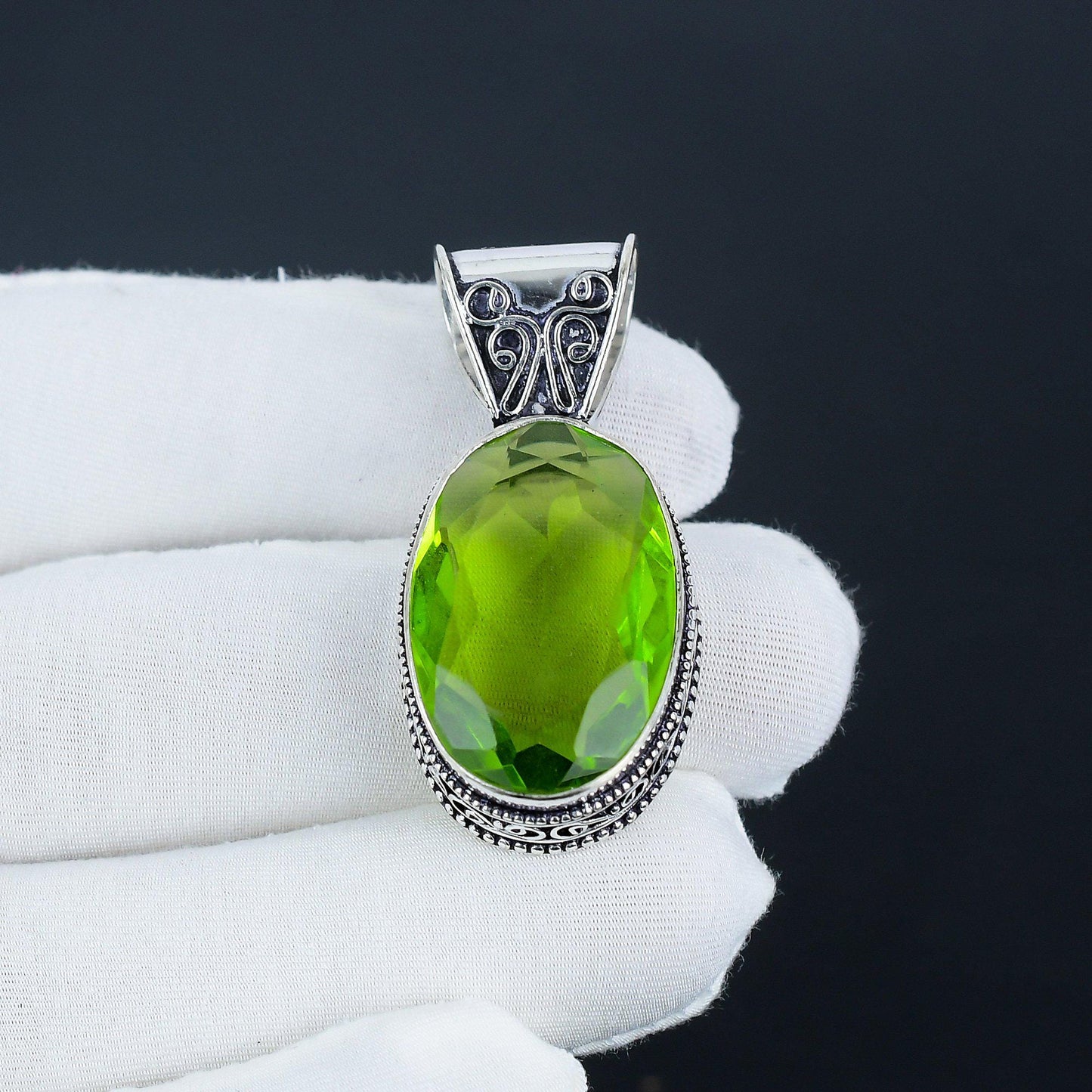 Green Peridot Gemstone Pendant
