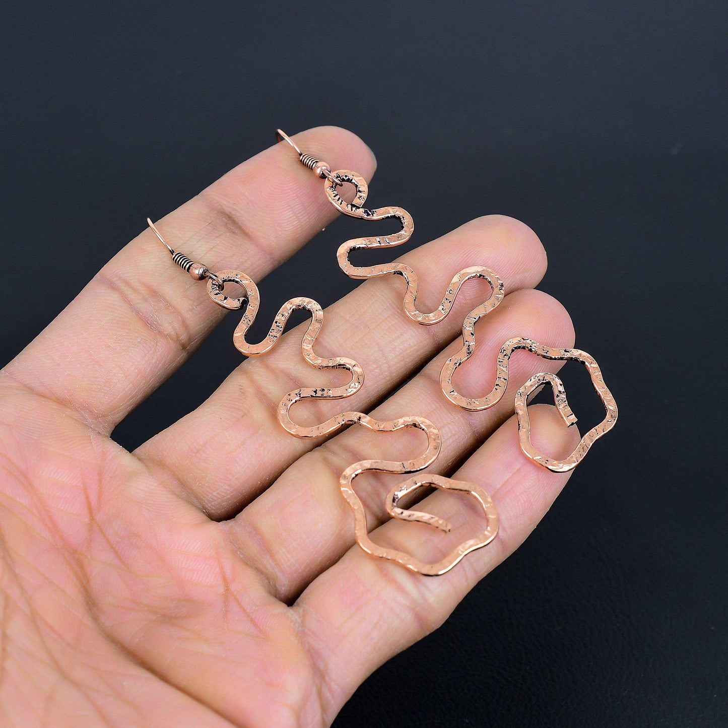 Copper Gemstone Wave Earrings
