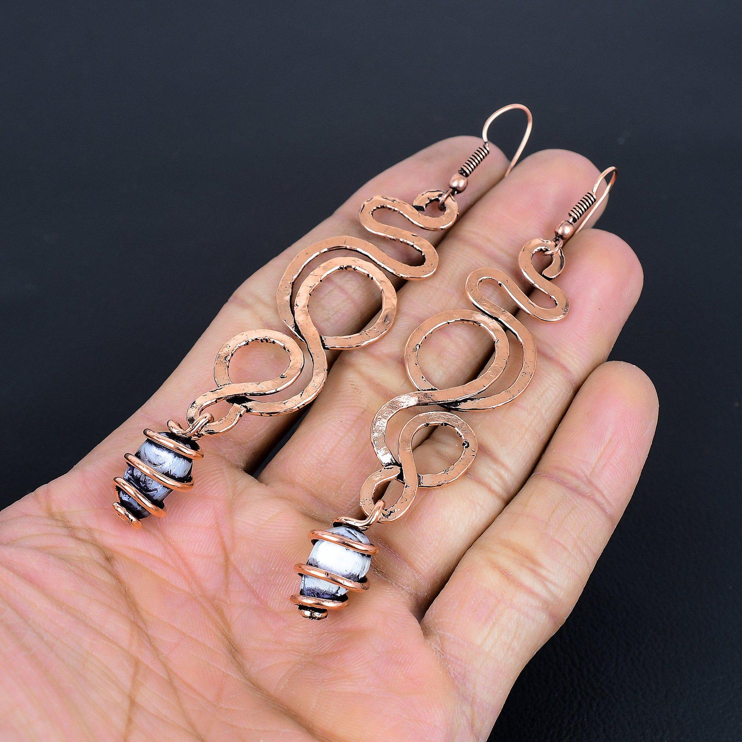 Copper Pearl Gemstone Earrings