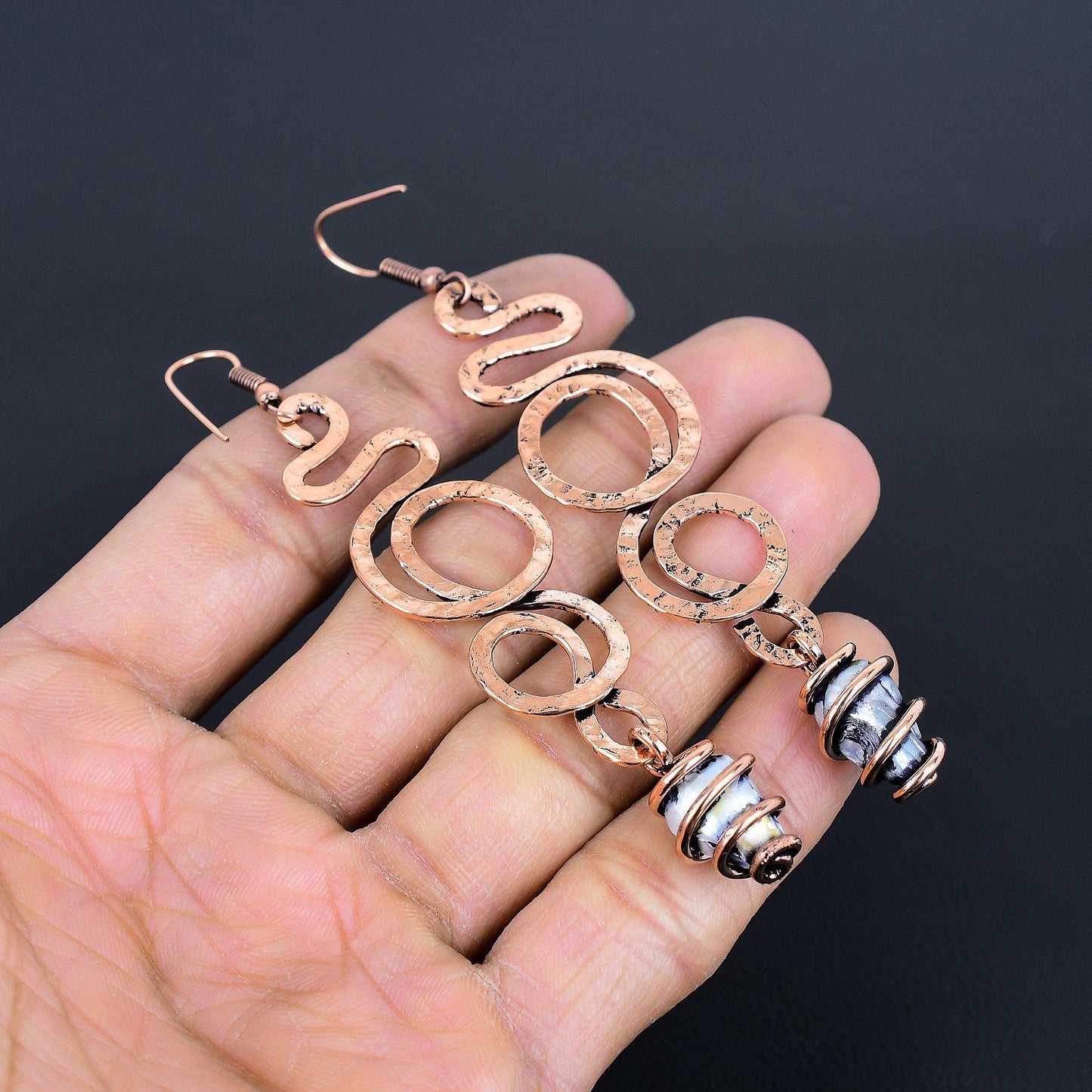 Copper Pearl Gemstone Earrings
