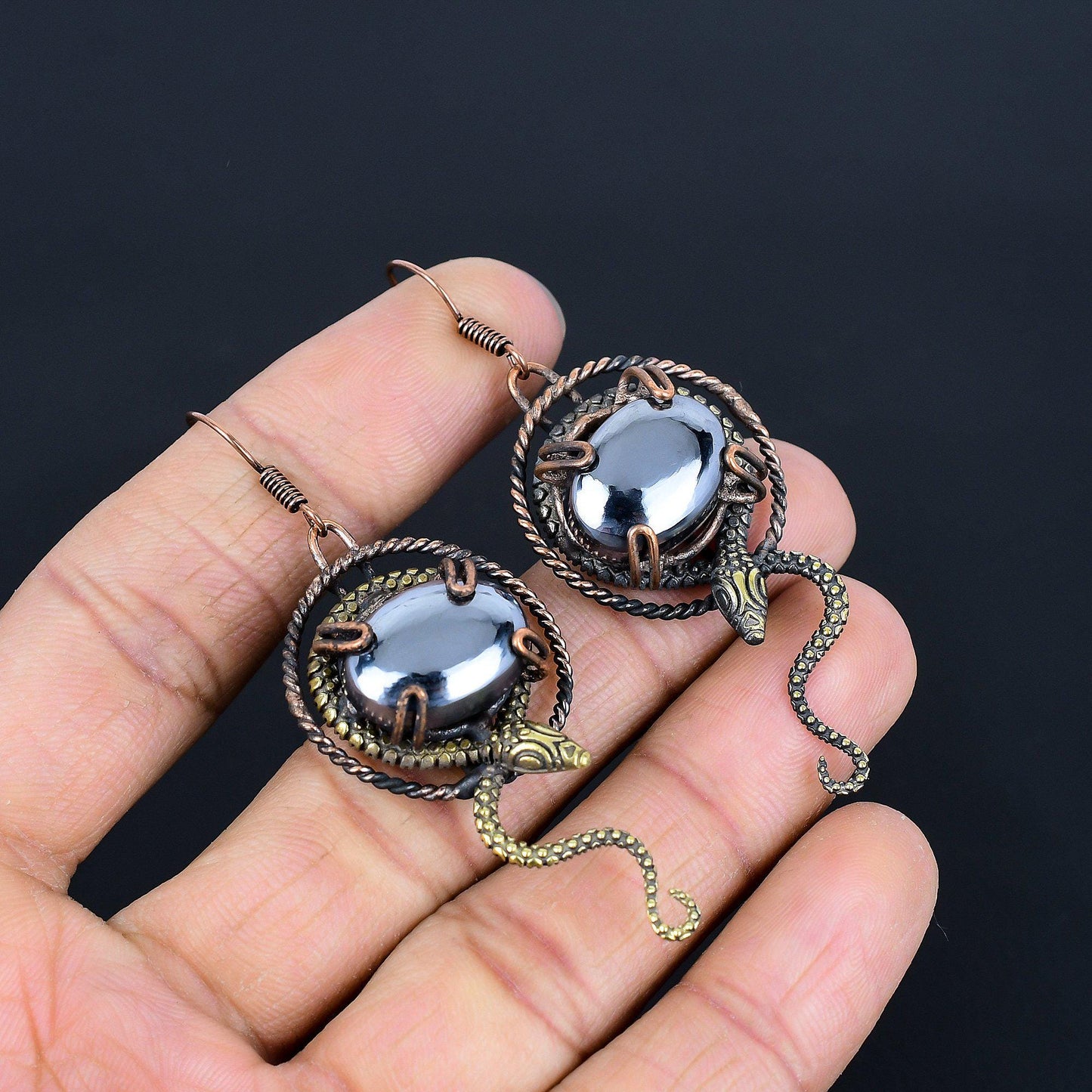 Black Shungite Gemstone Earrings