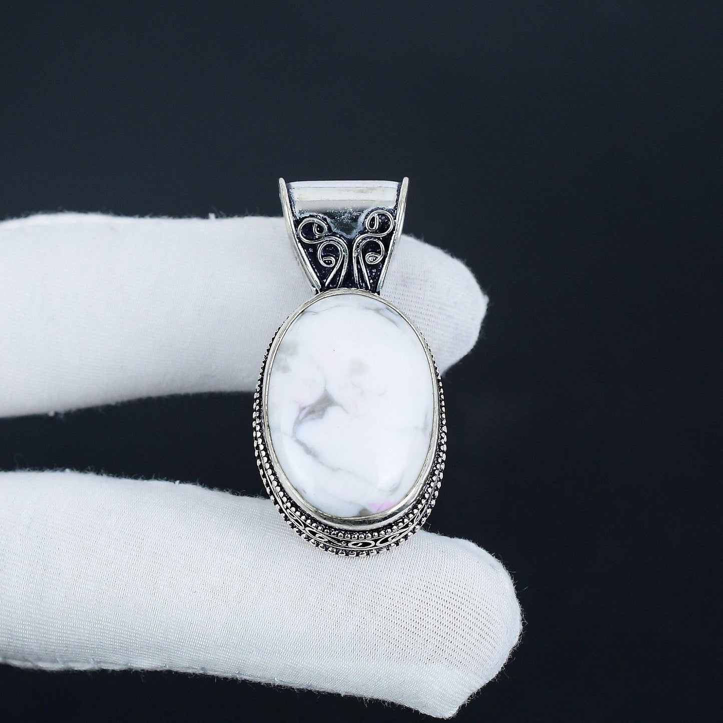White Howlite Gemstone Pendant