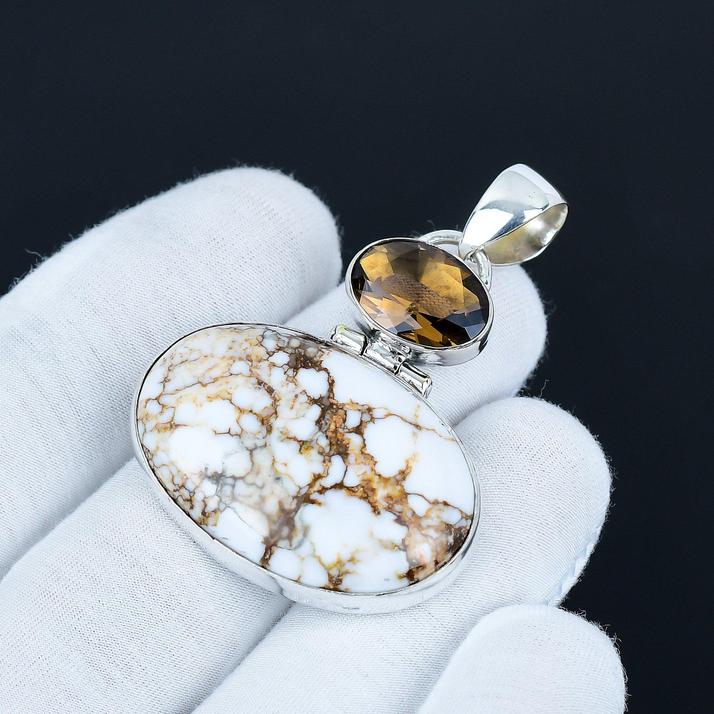 Sterling Silver Smoky Topaz Horse Pendant