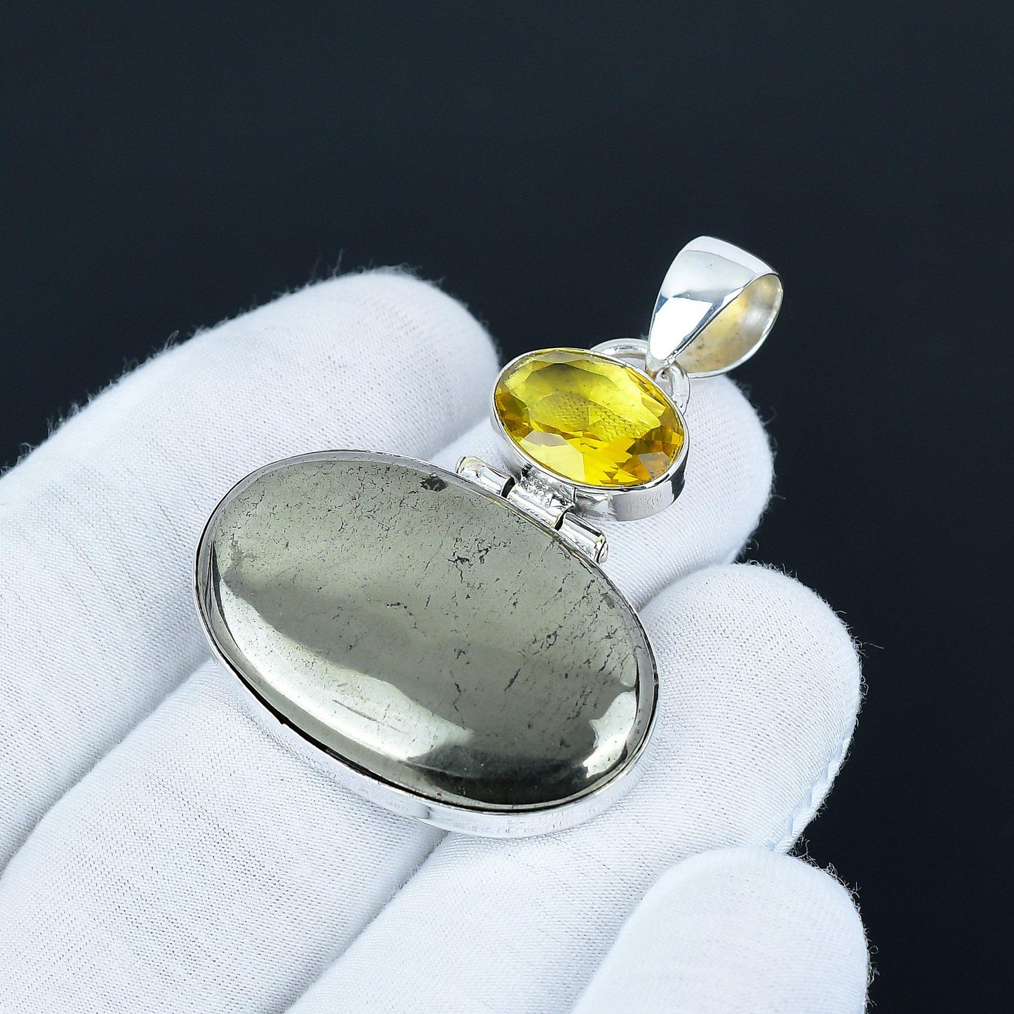 Golden Apache Pyrite & Citrine Pendant