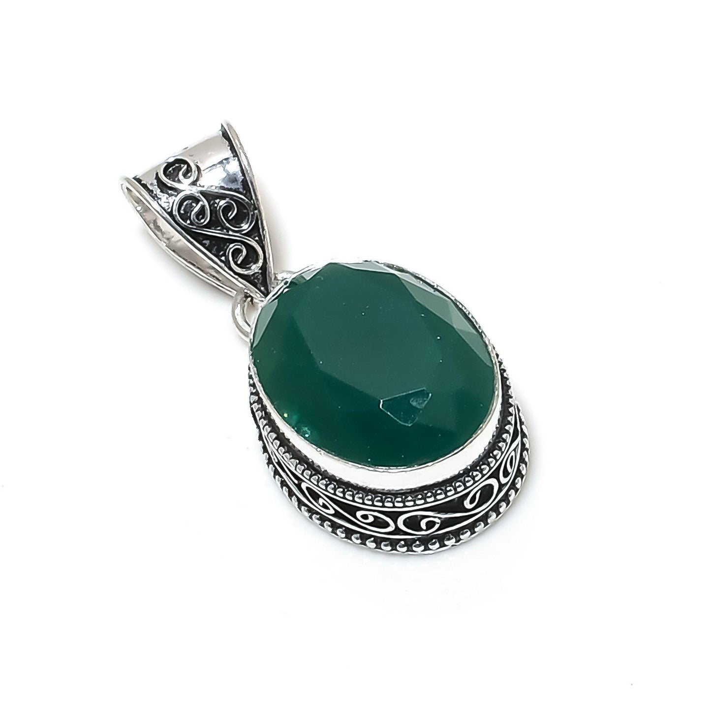 Green Onyx Sterling Silver Pendant