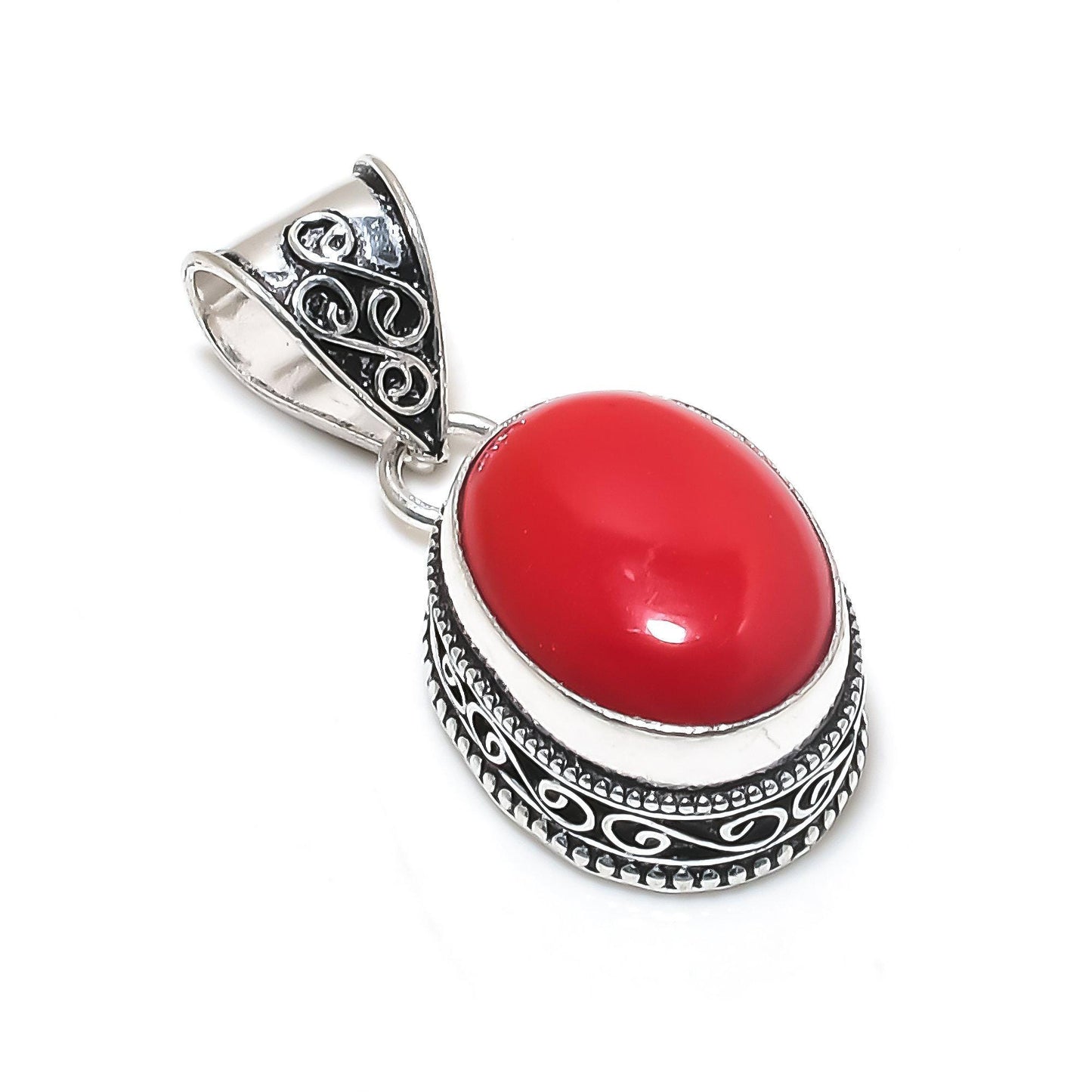 Red Coral Gemstone Pendant