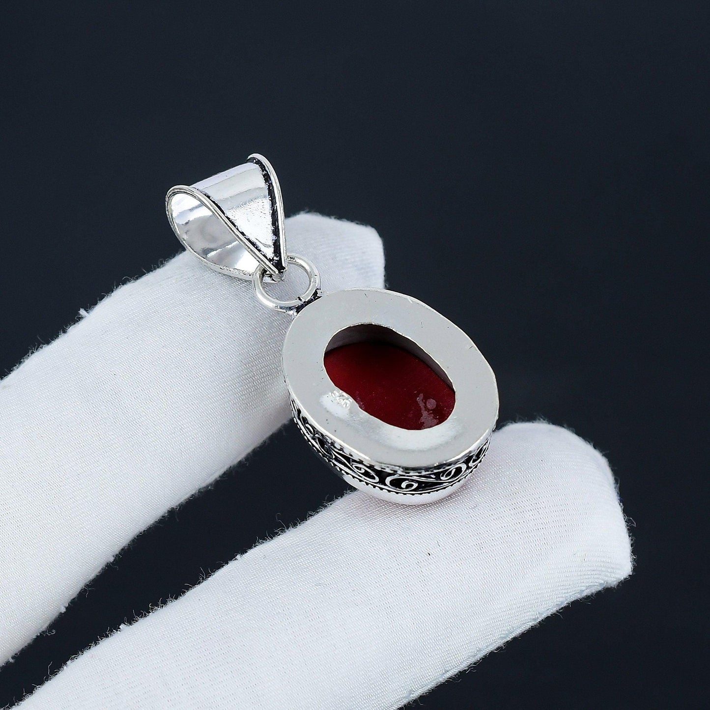Red Coral Gemstone Pendant