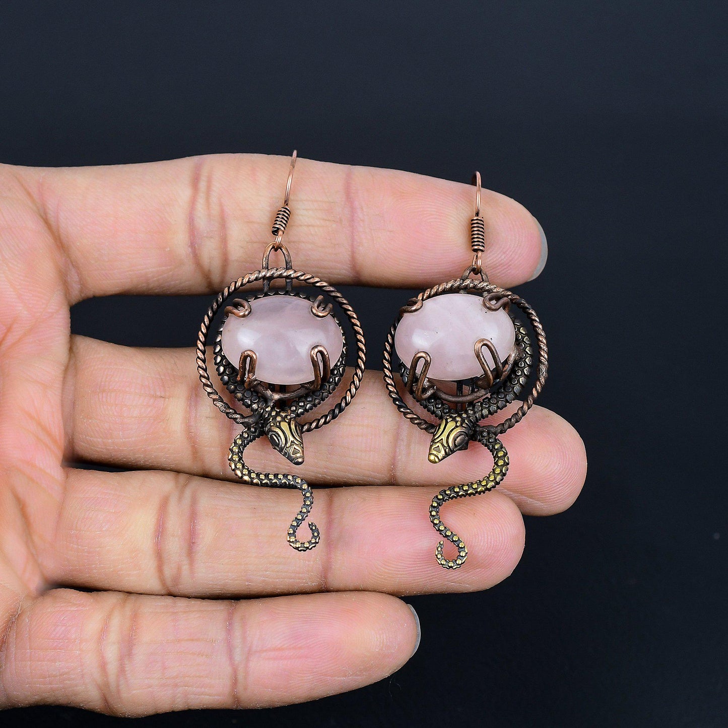 Pink Rose Quartz Gemstone Earrings