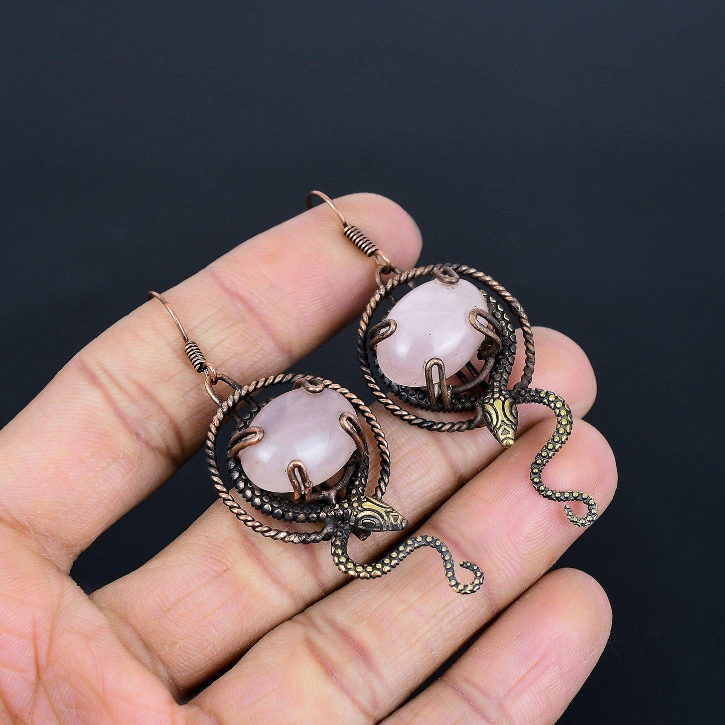 Pink Rose Quartz Gemstone Earrings