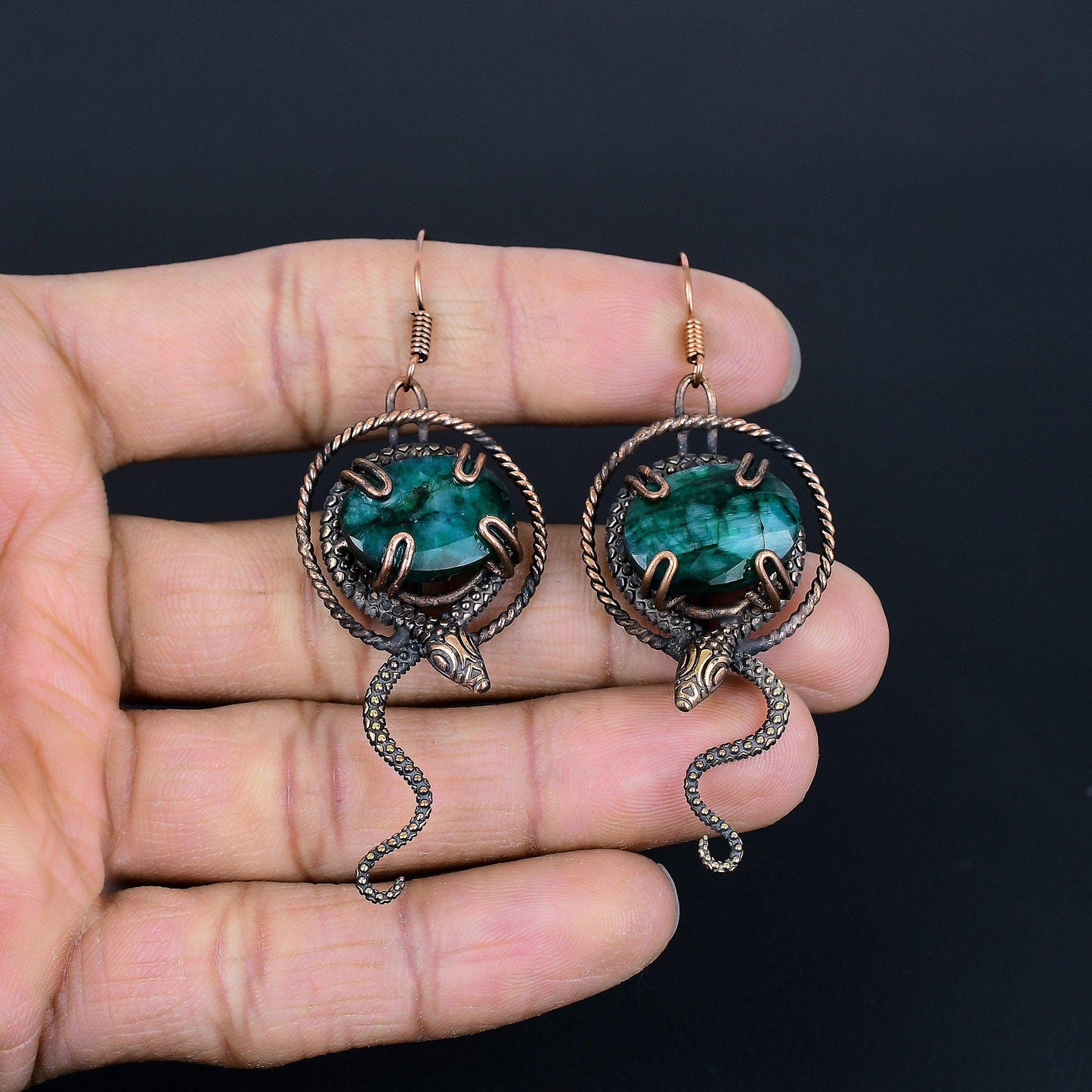Green Emerald Gemstone Earrings